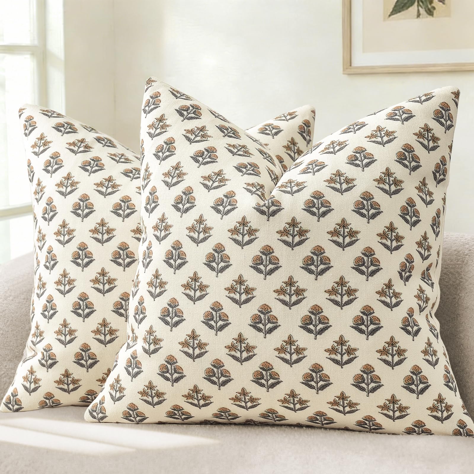 YCOLL Modernes Botanisches Vintage-Design Kissenbezug 2er Set Blumen Kissenbezüge, Sofakissen, Dekokissen für Sofa, Couch, Stuhl, Bett, Wohnzimmer Heimdekoration