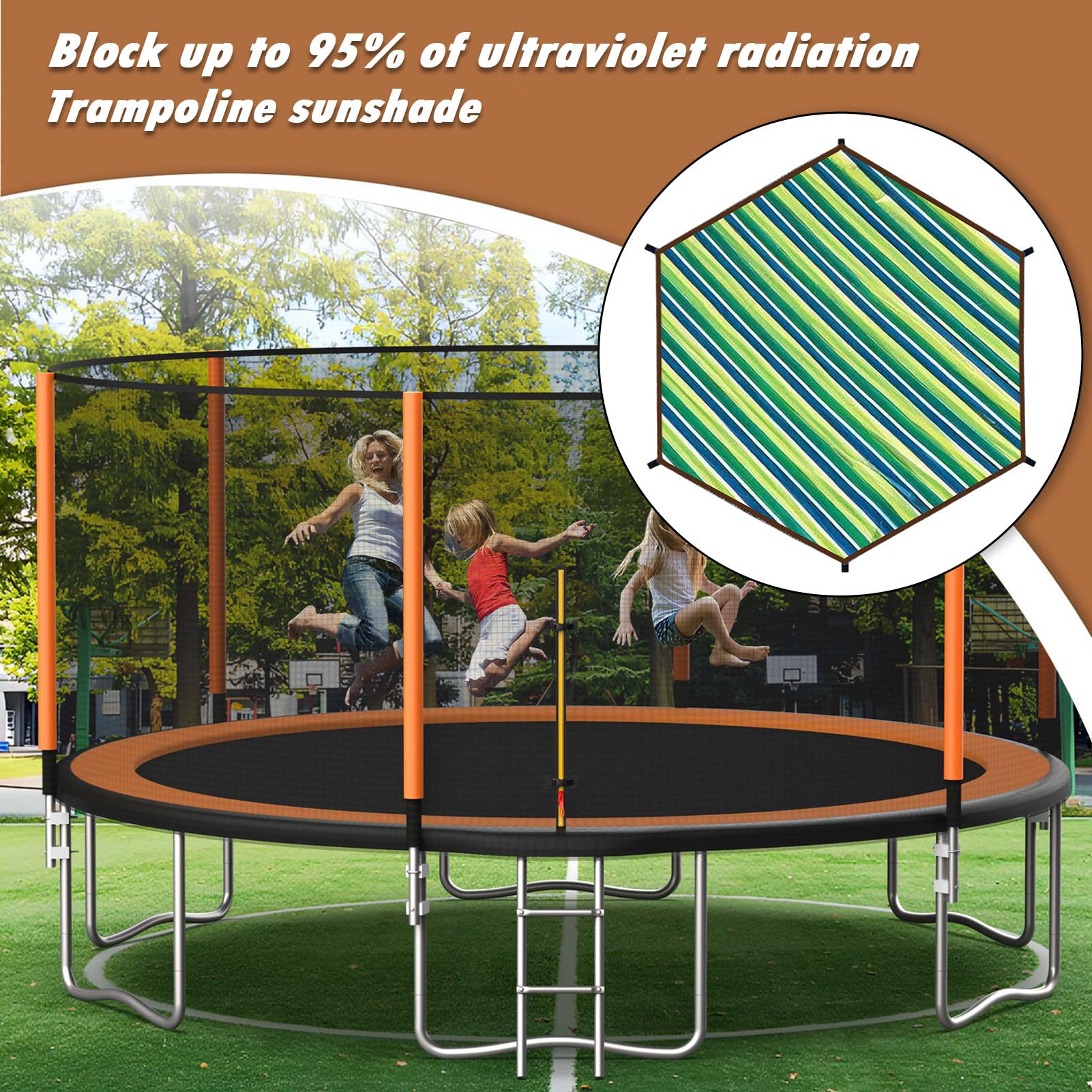 Trampoline Shade Cover, Sunshade Tent Top Cover for Round Trampoline, Sun Protection Sun Shade, Easy to Install, for Backyard Playground
