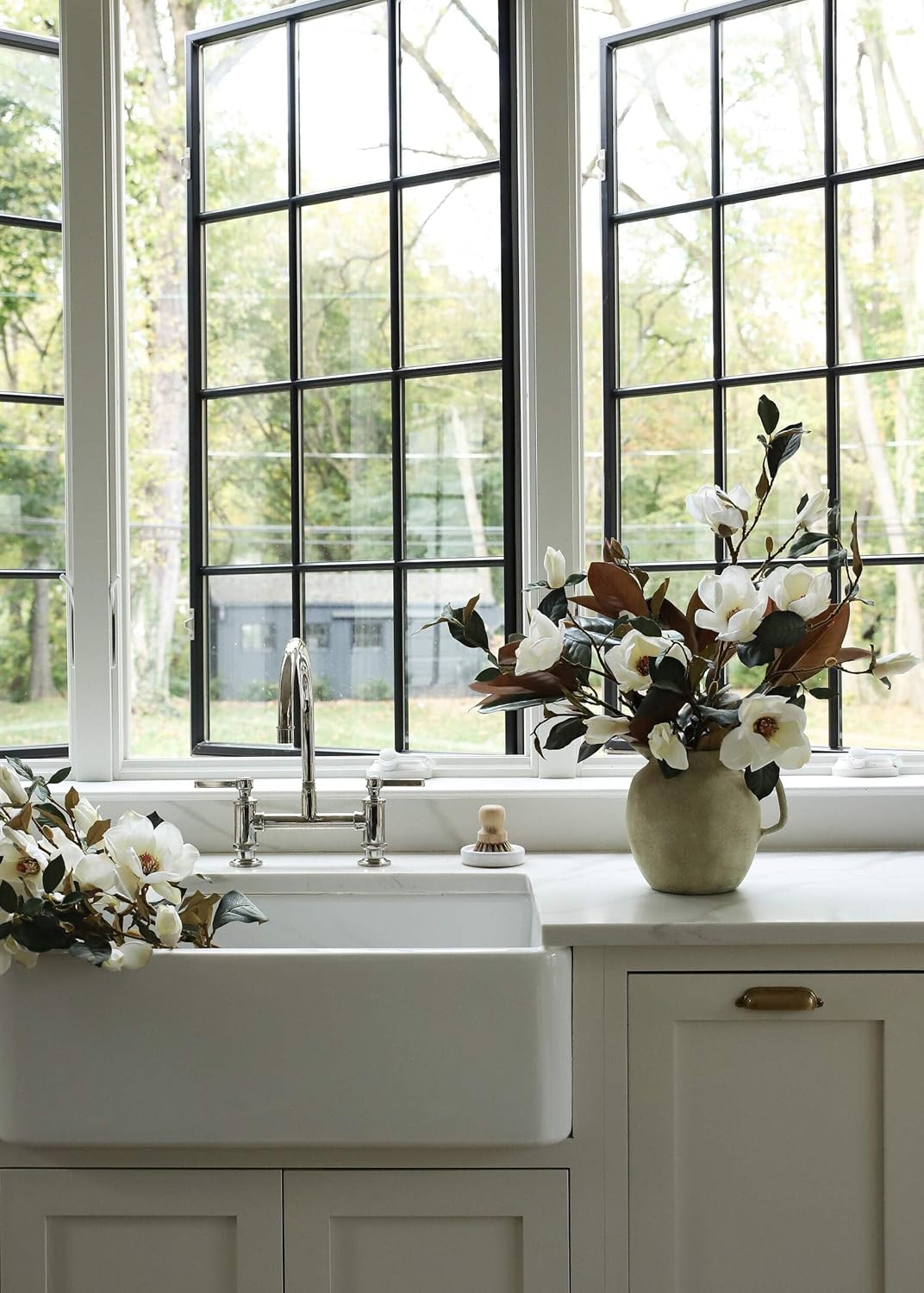 Afloral Cream Magnolia Fake Flower Branch - 35"