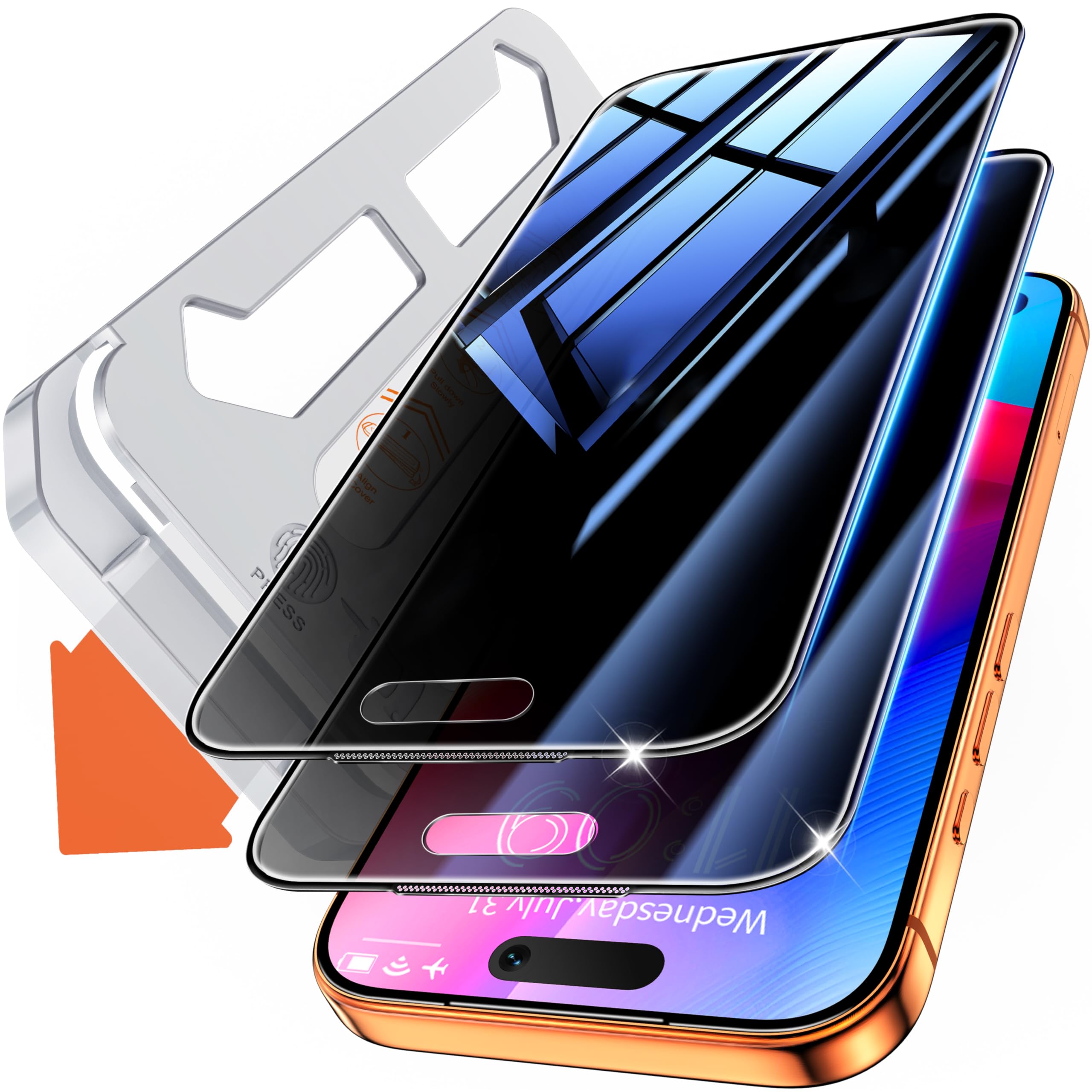 Tentoki Protector Pantalla Privacidad para iPhone 17 Pro Max de 6,9 Pulgadas, 25° Antiespia, Alineación Automática para Una Instalación Rápida,Compatible con ID de Cara, 2 Piezas Global Recycled Standard Global Recycled Standard Global Recycled Standard