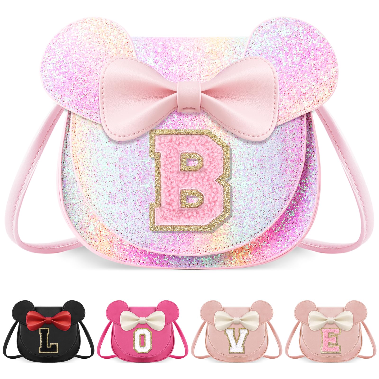 Little Girl Toddler Purse - Cute Mouse Ear Bow Crossbody Bag for 2-8 Year Olds - Birthday Gift