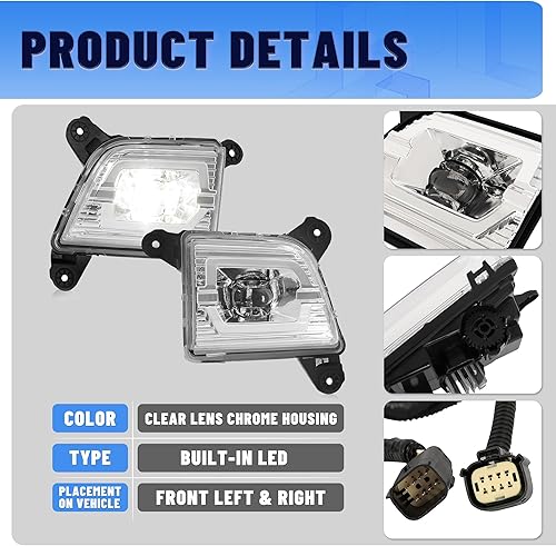 Miniatura 6 de KUAFU Conjunto de luces antiniebla LED compatible con Chevy Chevrolet Silverado 1500 2019-2021, repuesto para 84509651 84509652, faros antiniebla