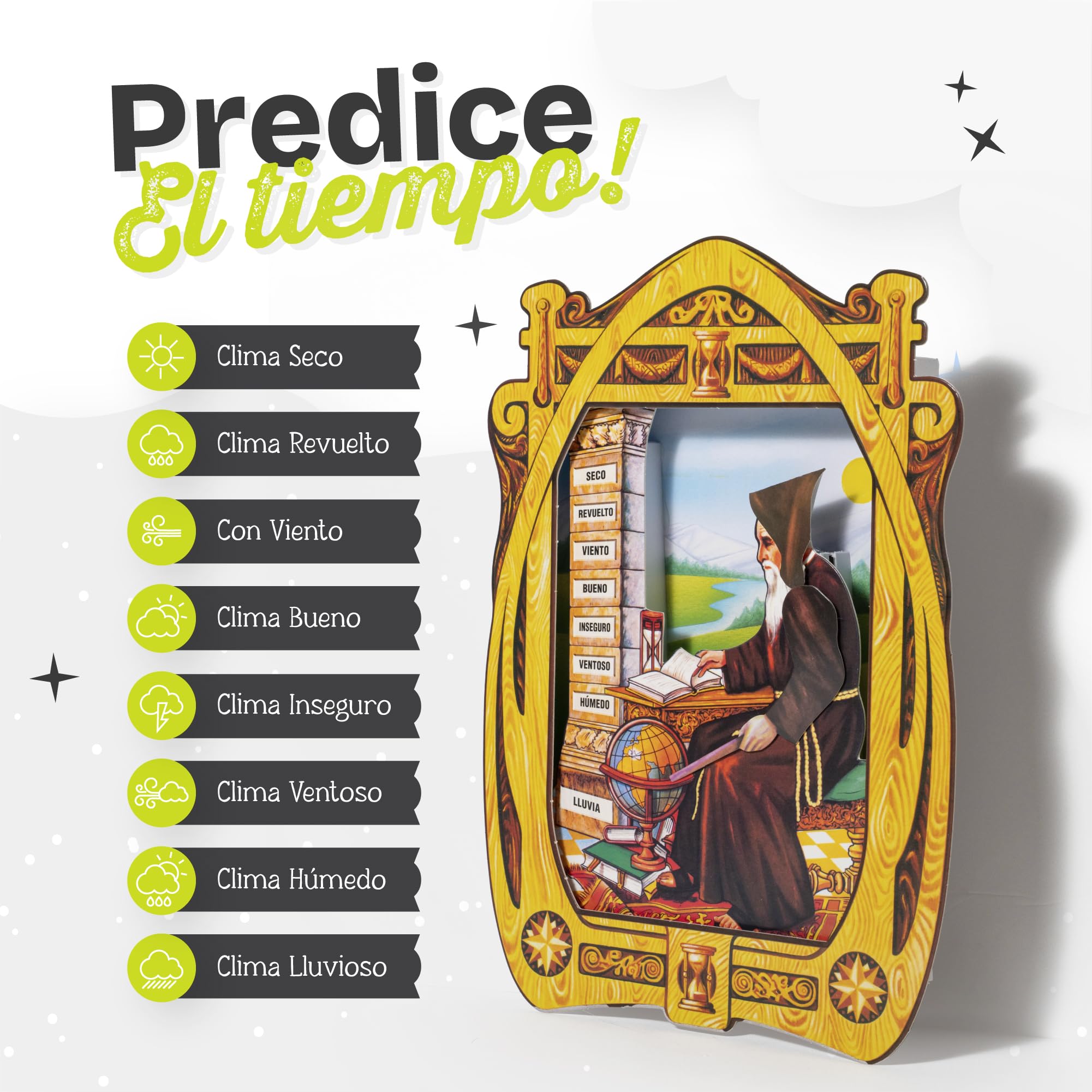 Igrometro Fraile del Tempo - Igrometro di Cabello Monaco del Tempo, indicatore tradizionale del clima e umidità, prodotto in Spagna
