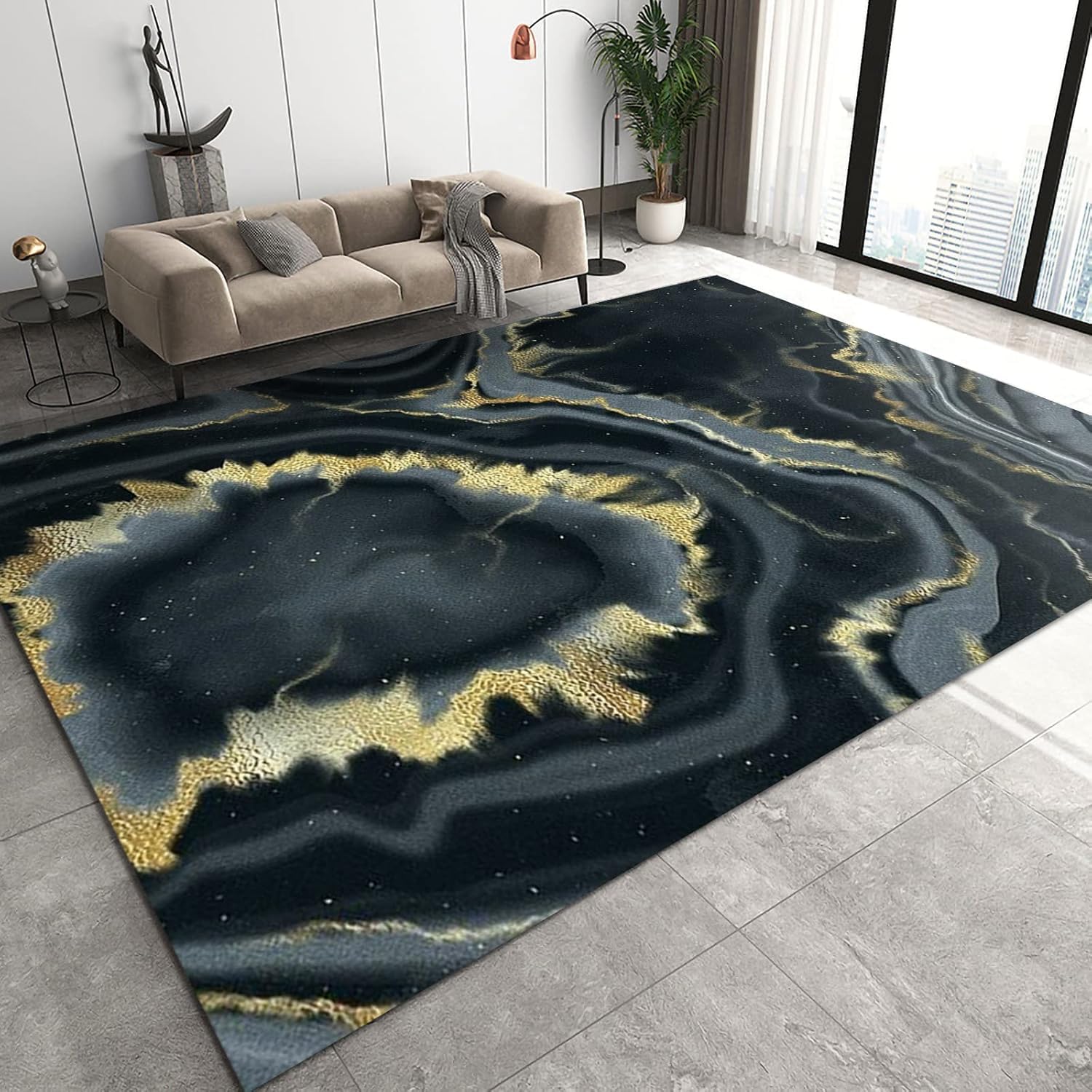 Tapis flanelle 180 x 280 cm imprimé 3D style marbre chic