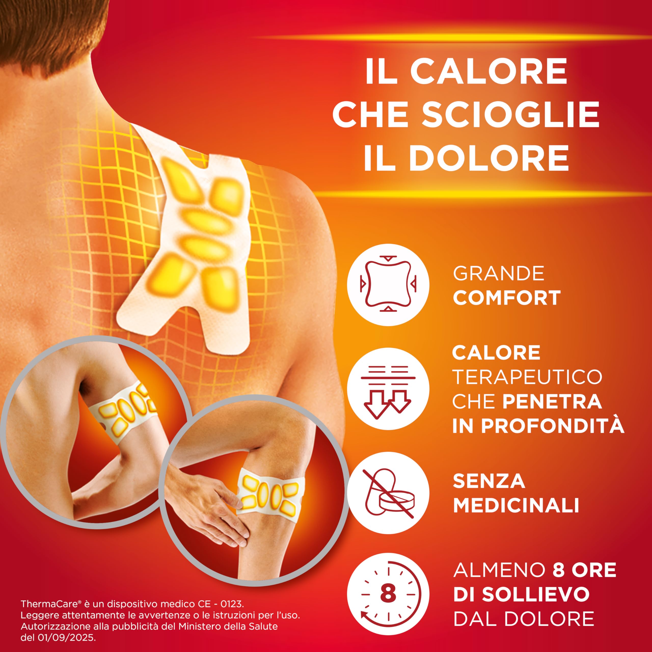 ThermaCare Versatile XL Fasce Autoriscaldanti a Calore Terapeutico per Dolore Diffuso, 8 Ore Calore Costante, 2 Fasce Monouso