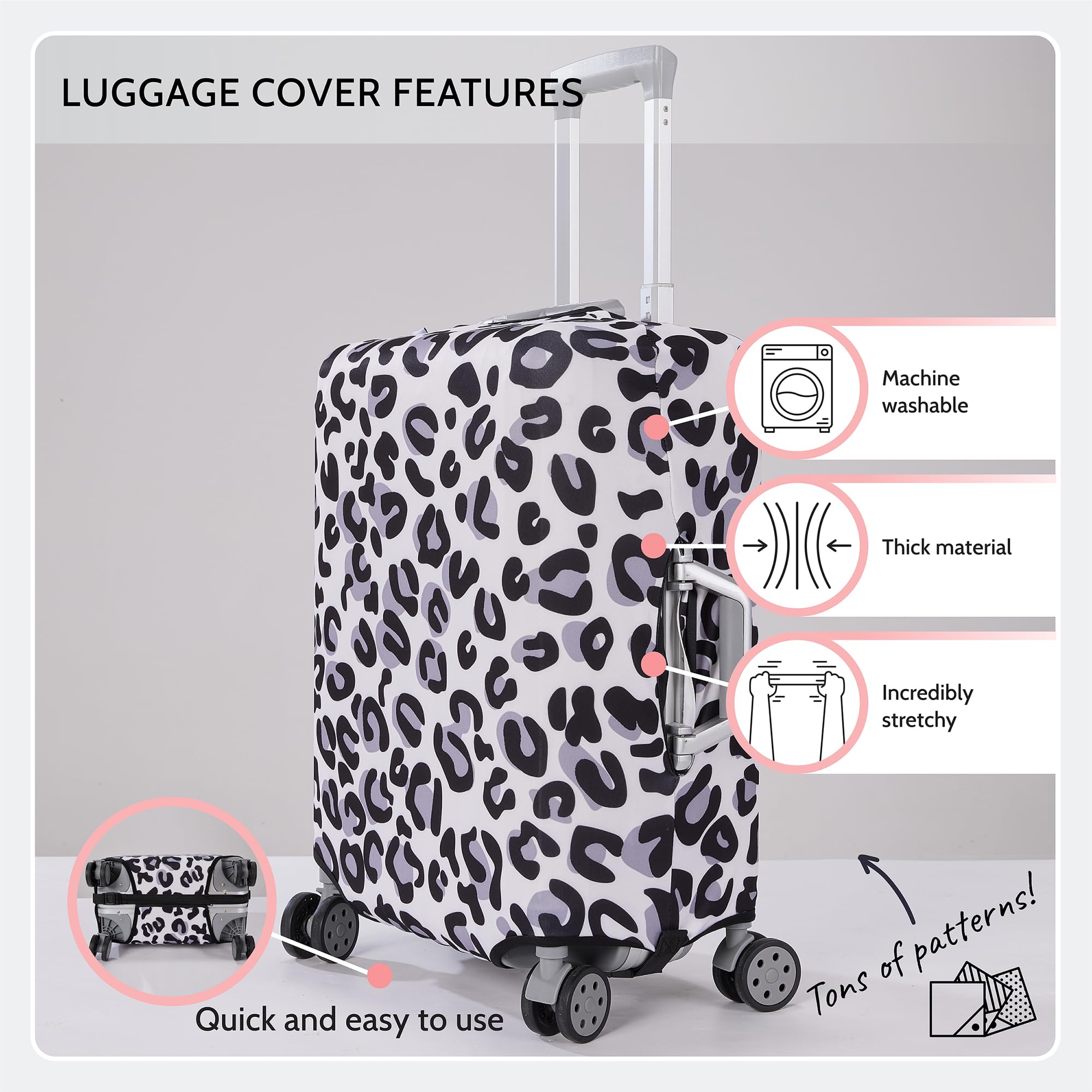 Periea Luggage Covers for Suitcases – Suitcase Cover – Premium Elasticated Material – Small, Medium, Large or Extra Large - 5