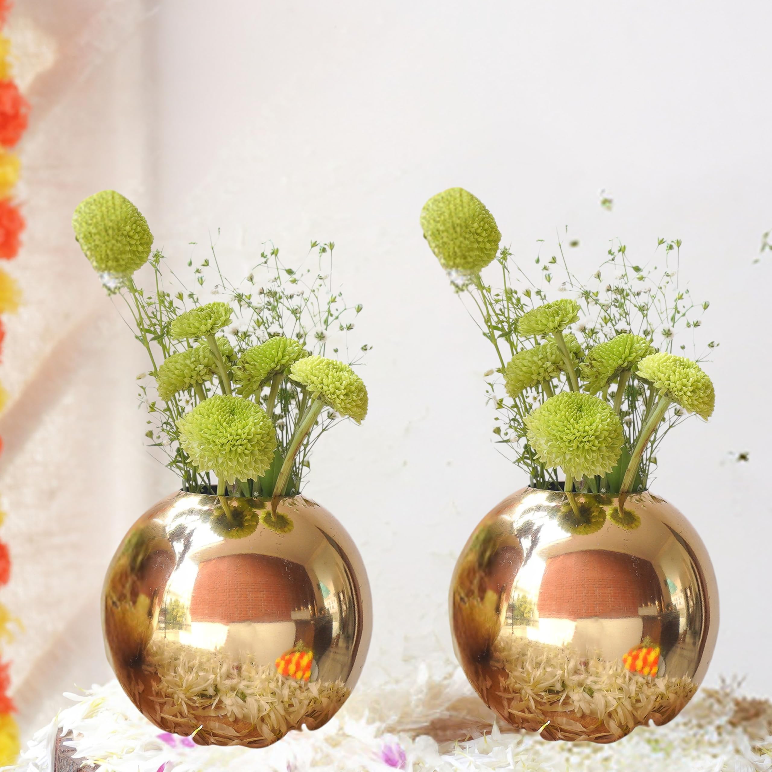 Gold Ball Vases - Set of 2 for Home Decor -7 Gold Ball Vases - Set of 2 for Home Decor -7