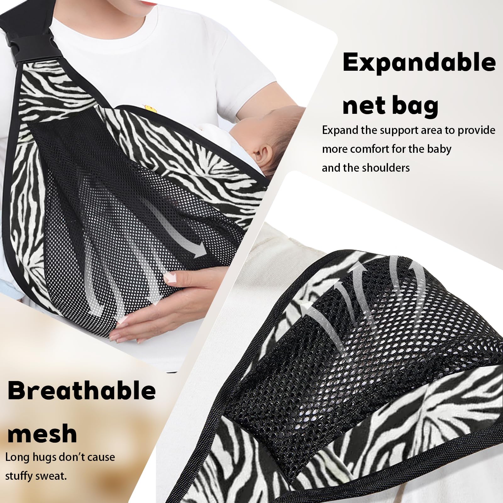 LUKIUP Portabebés para recién nacidos, tejido de malla, transpirable, ajustable, portabebés lateral, pañuelo ergonómico hasta 20 kg (H)