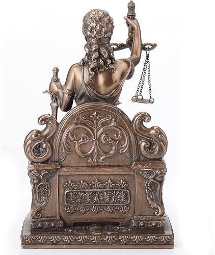 Vista 3 de Señora Justicia sentada con escamas y espada estatua Le Justica
