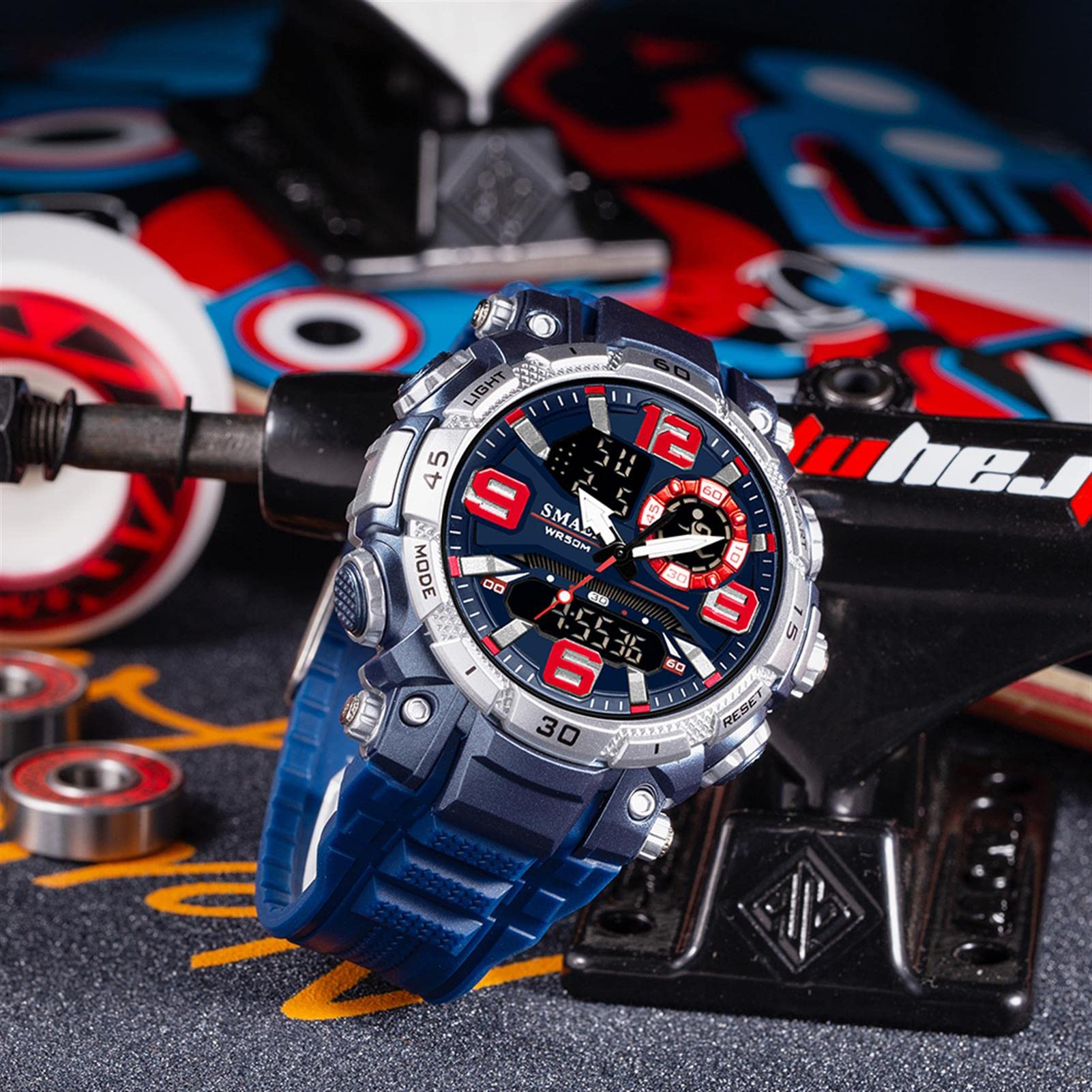 Montre Homme Digital Quartz Montre Imperméable Militaire Montre De Sports Multifonction Montres avec Alarme Chronographe Casual Montre pour Homme