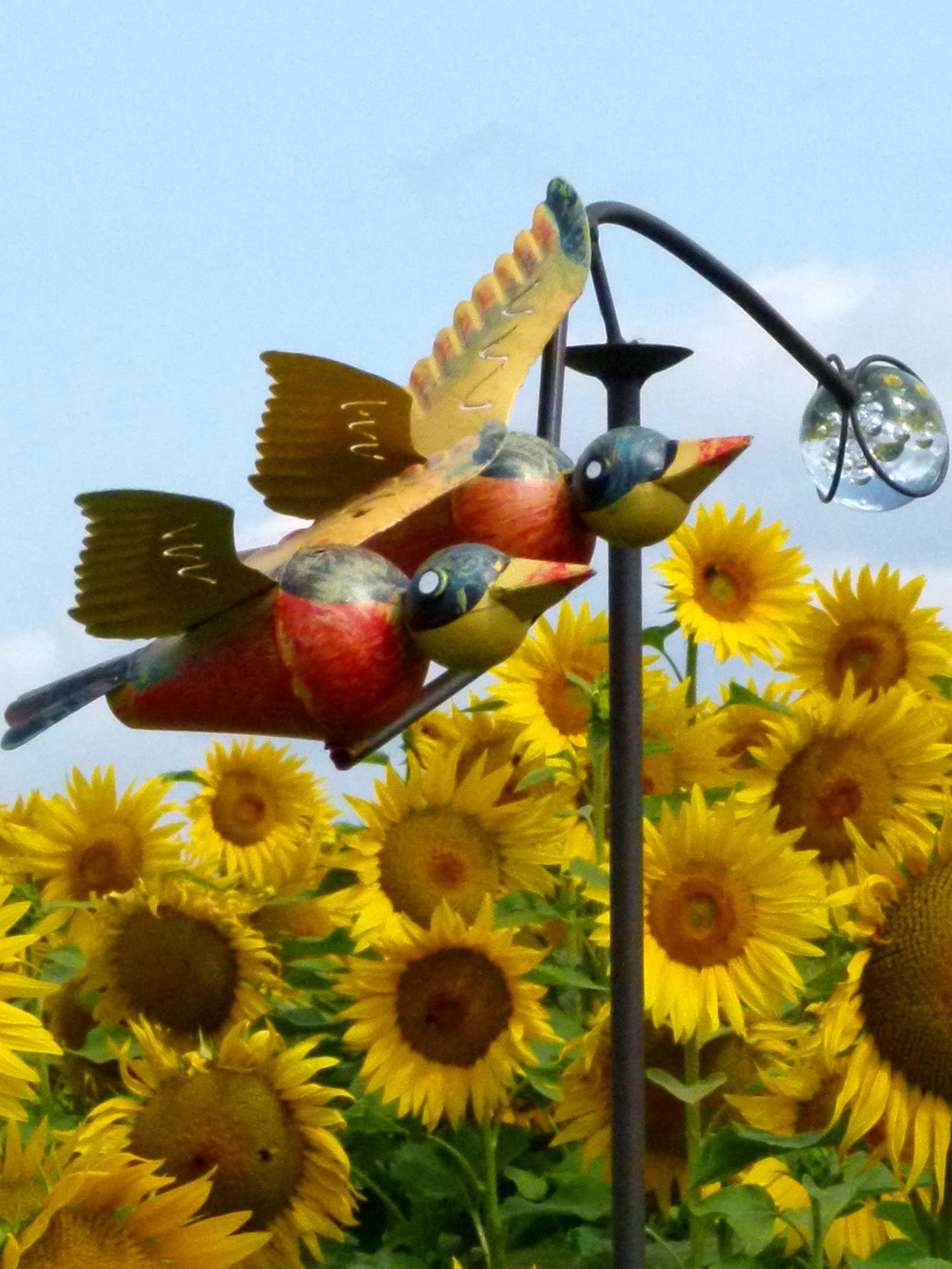 2x Harz-Vogel-Windspiel „Happy Cardinal“ – Rustikale Deko Für Garten & Wohnung
