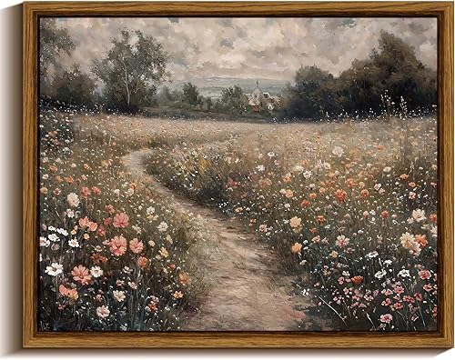 VIYYIEA Arte de pared de flores enmarcadas, decoración del hogar, impresiones botánicas vintage, decoración de pared rústica de granja, impresiones