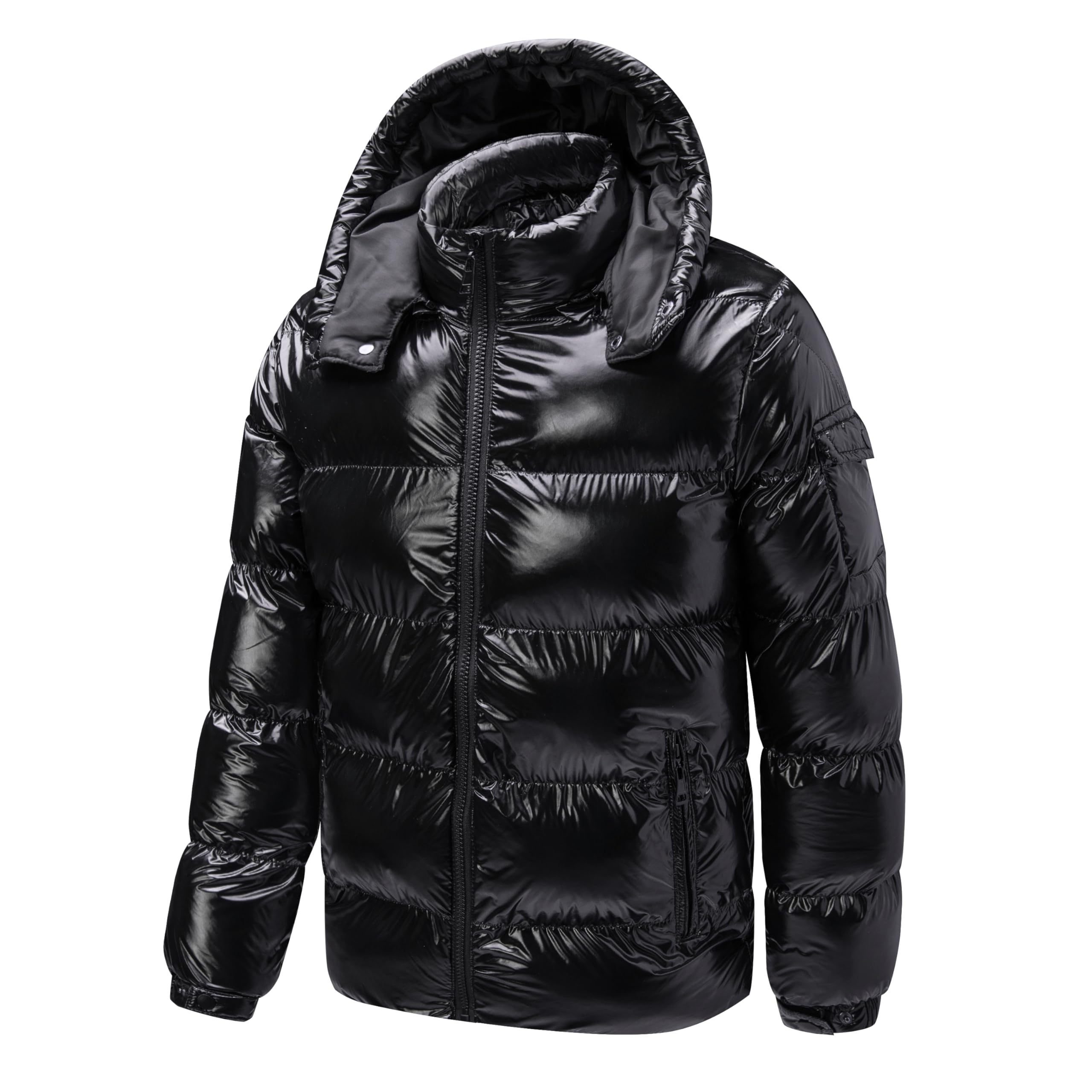 TONY BACKER Giubbotto Giacca Corto Piumino Pesante Invernale Lucido Uomo Antivento Impermeabile con Cappuccio staccabile 2615