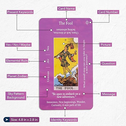 Miniatura 4 de Cartas de tarot con guía  con significados en ellos  Bolsa de tarot con colocaciones  Diseños morados y rosas  Perfecto para principiantes y