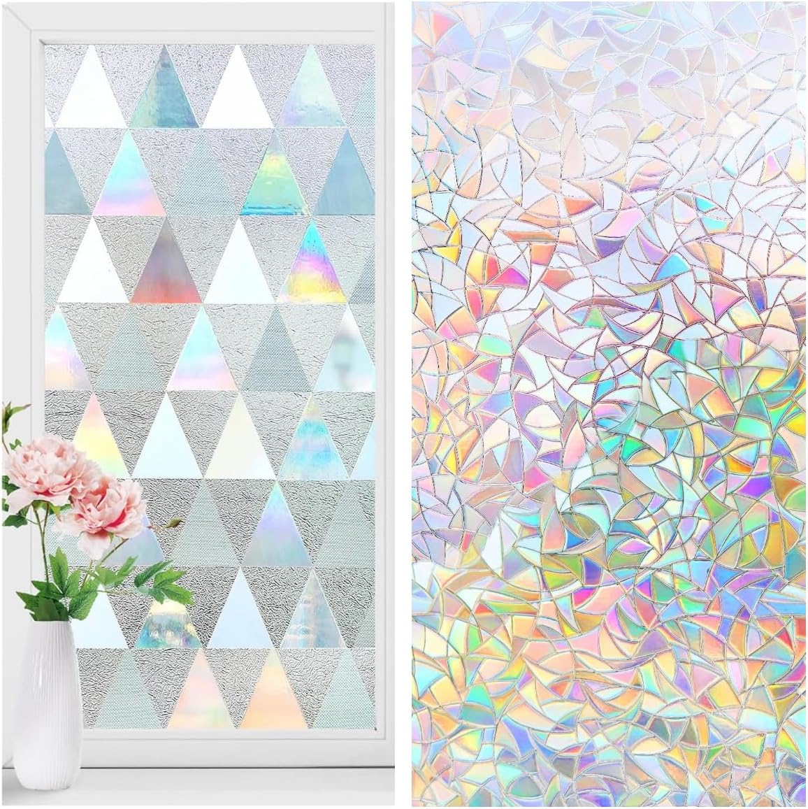 LUTE Decorative Rainbow Holographic Window Film + Stained