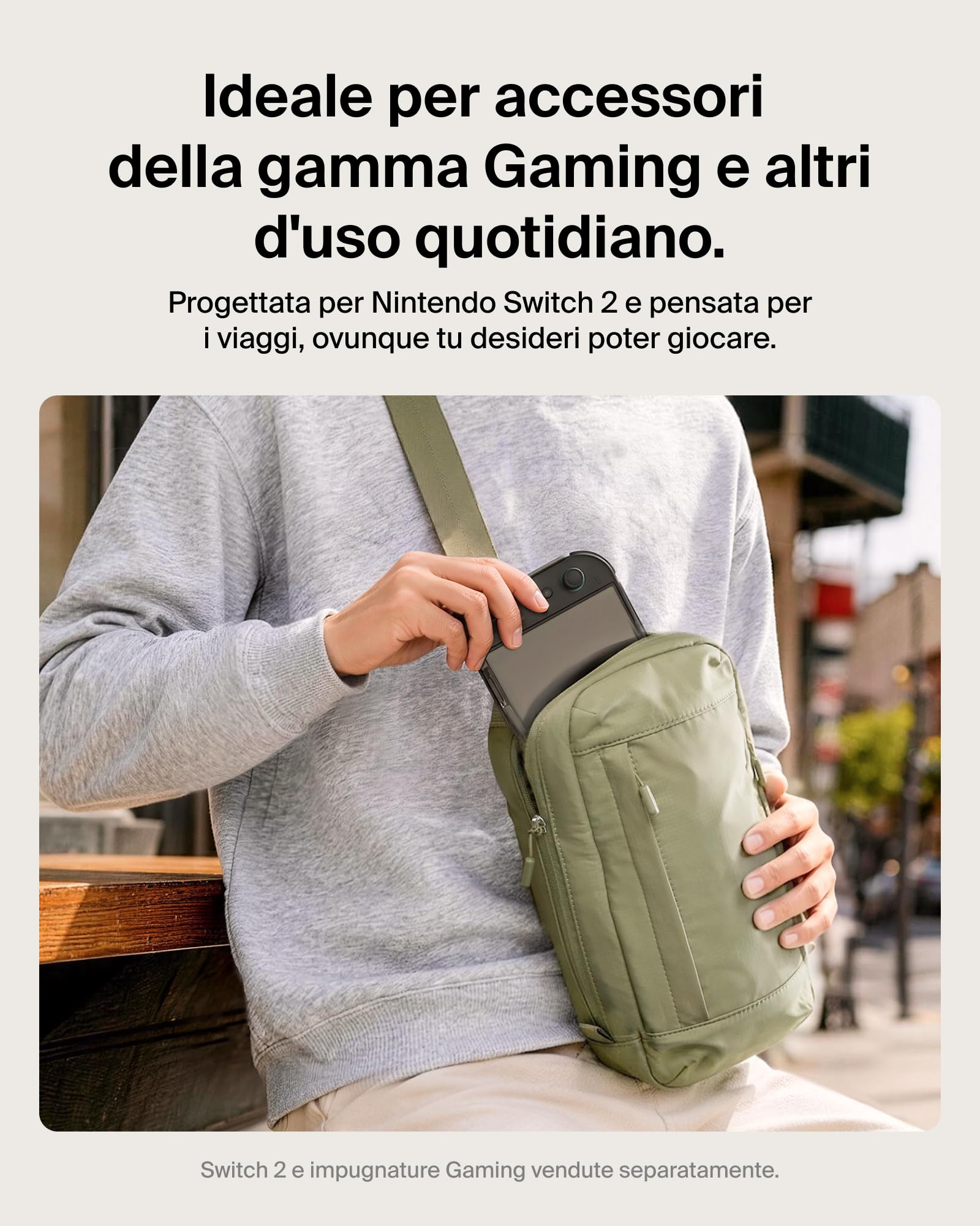 Belkin Gaming Borsa per Nintendo Switch 2 Protettiva da Viaggio - Verde | Borsa Crossbody, Custodia Protettiva da Trasporto per Accessori Console, Interno Morbido, Leggera, 10 Slot per Schede Giochi