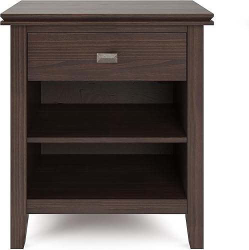 Miniatura 18 de SIMPLIHOME Mesita de noche artesanal de madera maciza de 24 pulgadas de ancho, contemporánea, color negro, para sala de estar y dormitorio Negro