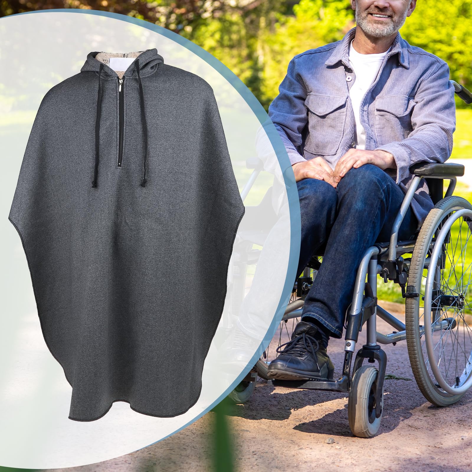 Perfeclan Hot Rollstuhl Ponchos mit Kapuze ärmellose Mäntel für Erwachsene