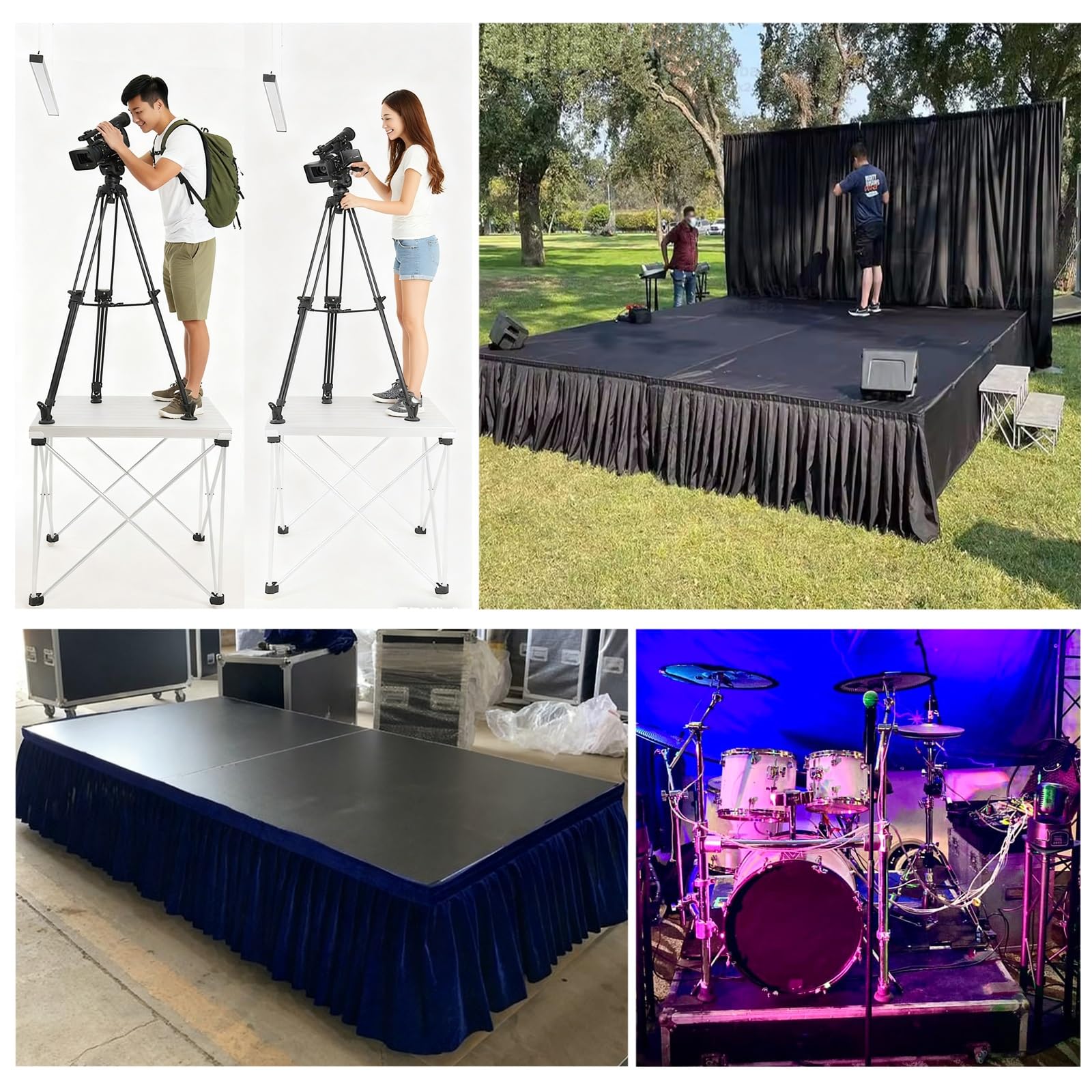 Palco Modulare Piattaforma per palco pieghevole grande da 30, 39, 50, 100, 122 cm, unità modulare, supporto per palcoscenici retrattili compatto in alluminio(H - 16 in/40 cm,20x39in/50x100cm)
