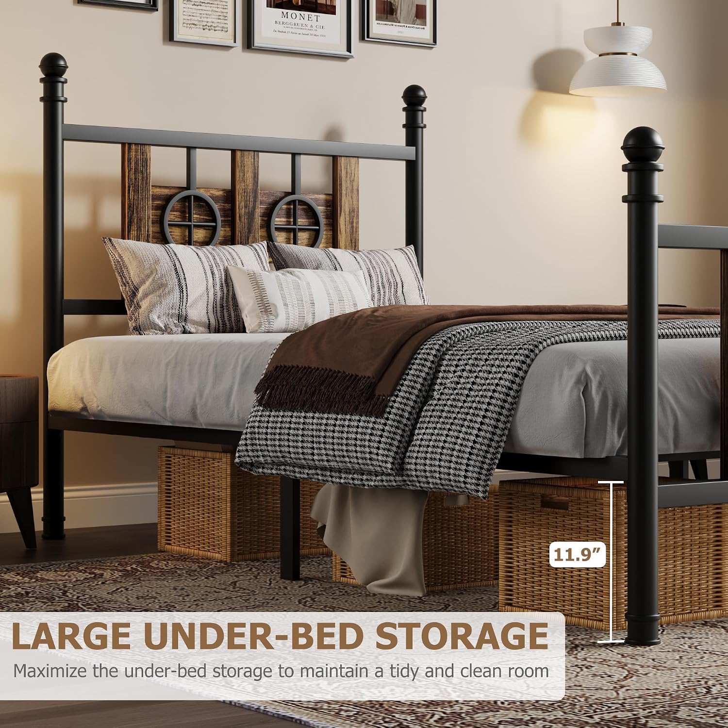 Image showing large under-bed storage space with baskets