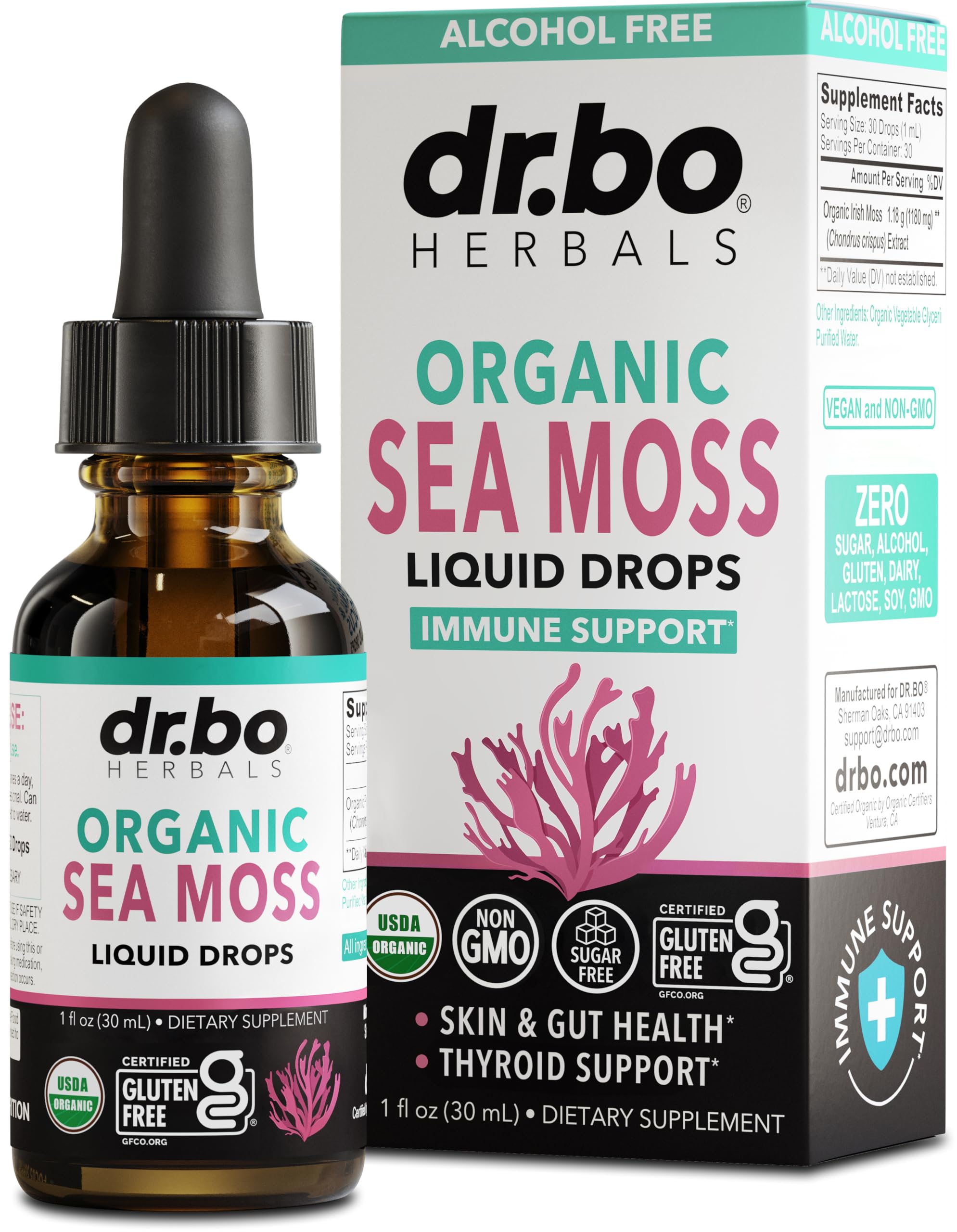 Irish Sea Moss Liquid Drops - Pure Organic Seamoss Liquid Drops for Immune, Skin & Gut Health Support - Vegan Seamoss Oil Gel Tincture, Chondrus Crispus Organic Sea Moss Gel Oil for Adults & Kids 1 Oz
