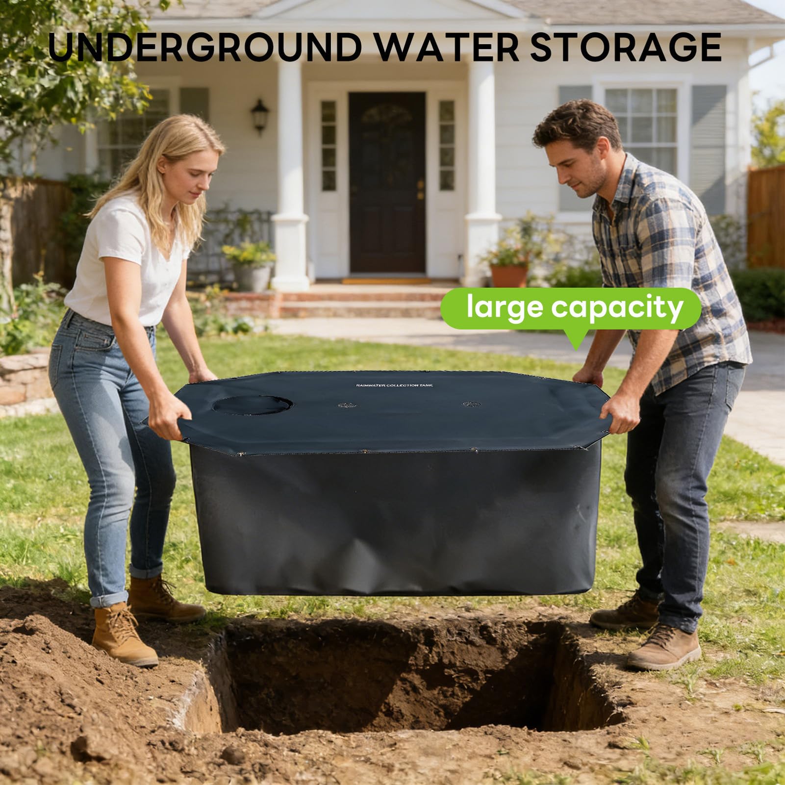 Karlak Tanque de Almacenamiento de Agua para Jardín 500L, Colector Agua Lluvia PVC Duradero para Patio y Césped