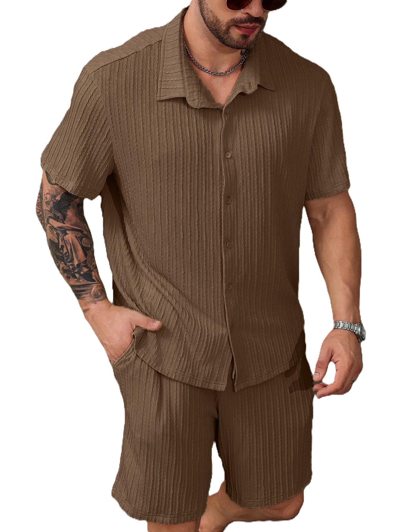 raizax Men Co-ord Outfits Short Sleeve Crew Neck Summer Shirt and Casual Track Shorts |Top & Shorts Night Suits | Night Wear for Men-picture-18
