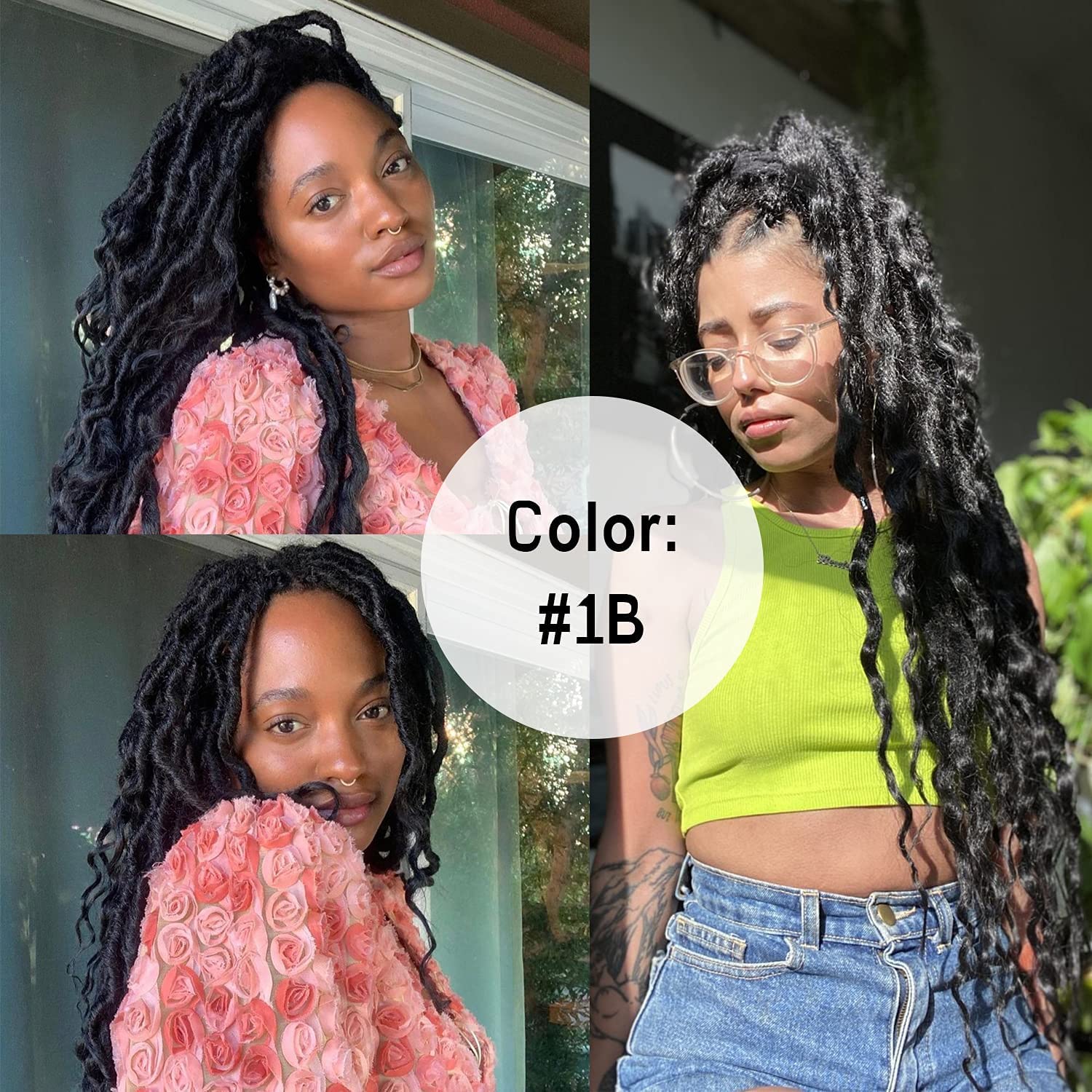 SOKU 6 Paquets New Goddess Locs Faux Locs Wavy Crochet Hair 26 Pouces Avec des extrémités lâches et ondulées Extensions de tresses synthétiques pré-bouclées Long Noir Naturel Dreadlocks