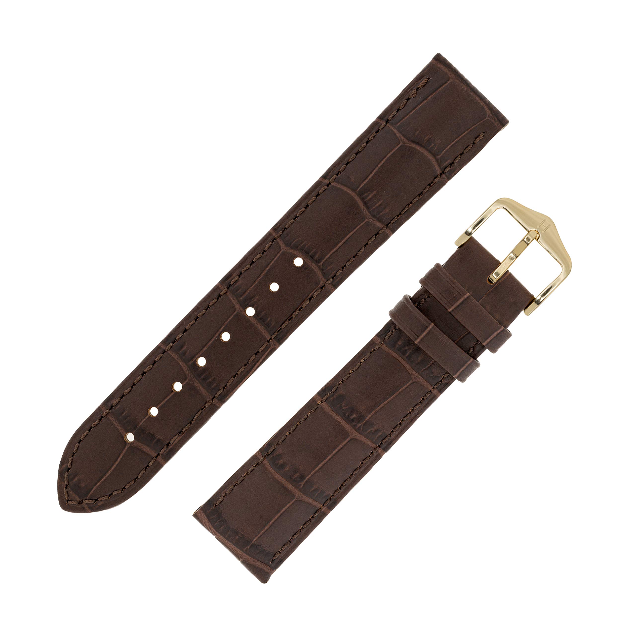 HirschDuke Alligator Embossed Leather Watch Strap and Buckle in Brown