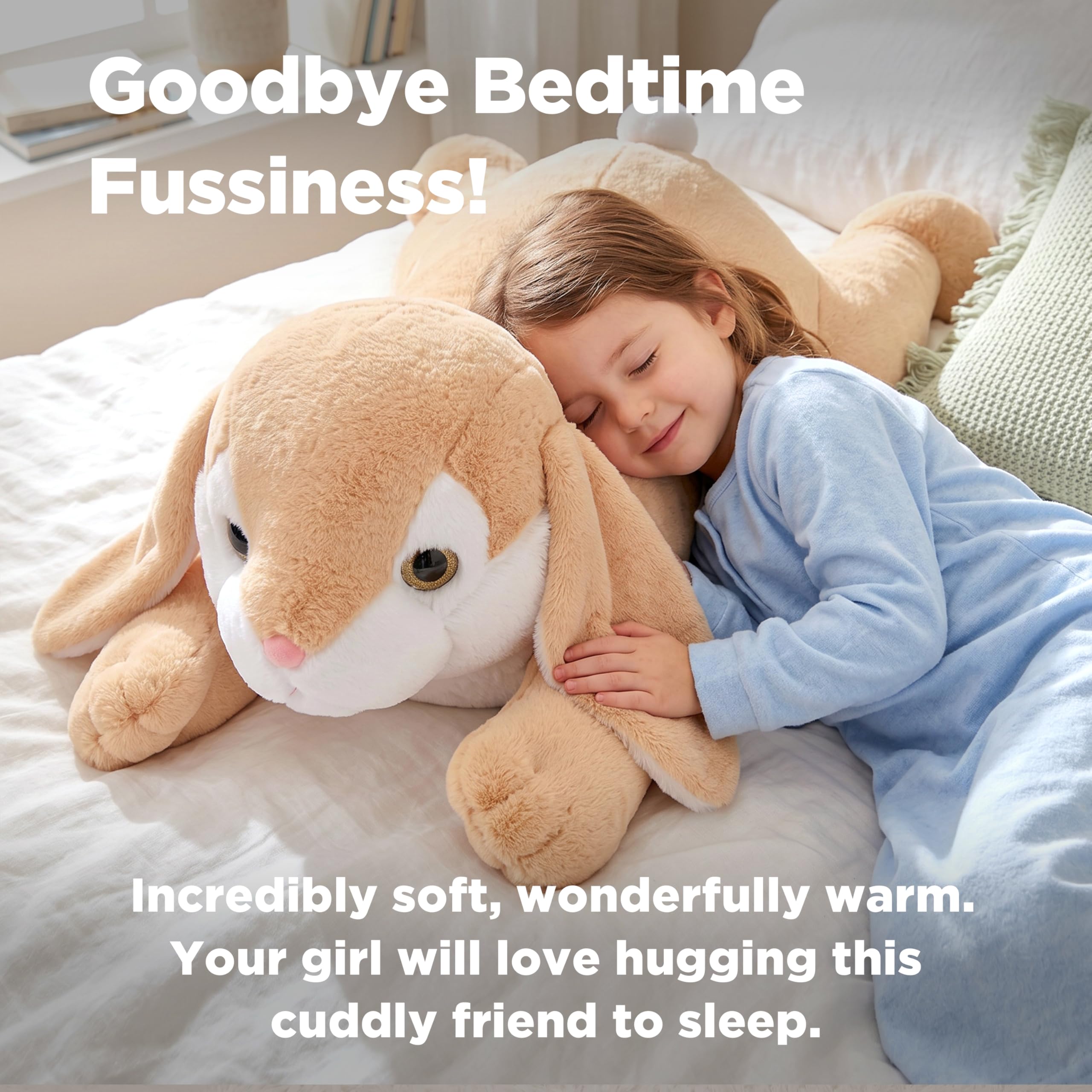 IKASA Conejo Peluche Gigante Juguetes Animales - Juguete Suave Peluche Grande Bonito Lindo Jumbo Enorme Kawaii Esponjoso Conejo Gordo de Gran Tamaño - Regalos para Niños Niñas (78cm, Marrón Claro)