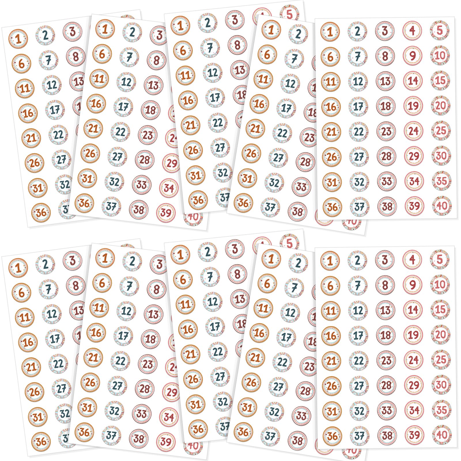 Snapklik.com : Pasimy 12 Sheet Numbers Stickers 1-40 Numbers Stickers ...