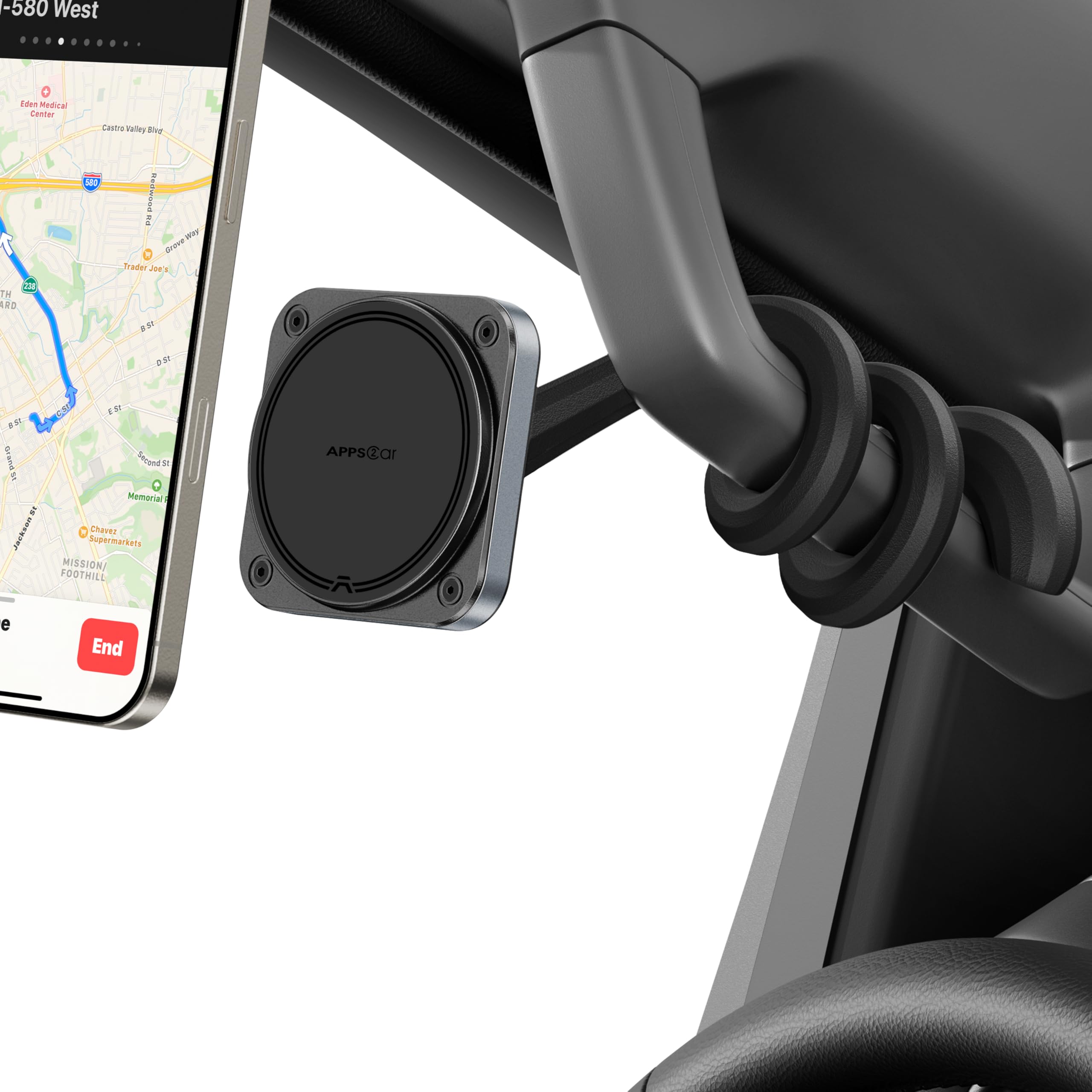 APPS2Car Magnetic Car Truck Pickup Grab Handle Phone Mount Holder Compatible with MagSafe iPhone 12-16 Fits A Pillar/Center Console Handle Bars for