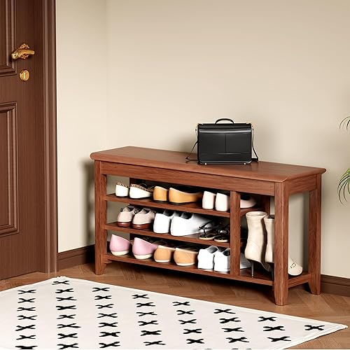 Miniatura 2 de with Space for Boots,Shoe Rack, Shoe Bench, 3-Tier,Wooden Frame,flip-up Storage Compartment,Hidden Storage,Space-Saving,Entrance, Corridor,Front