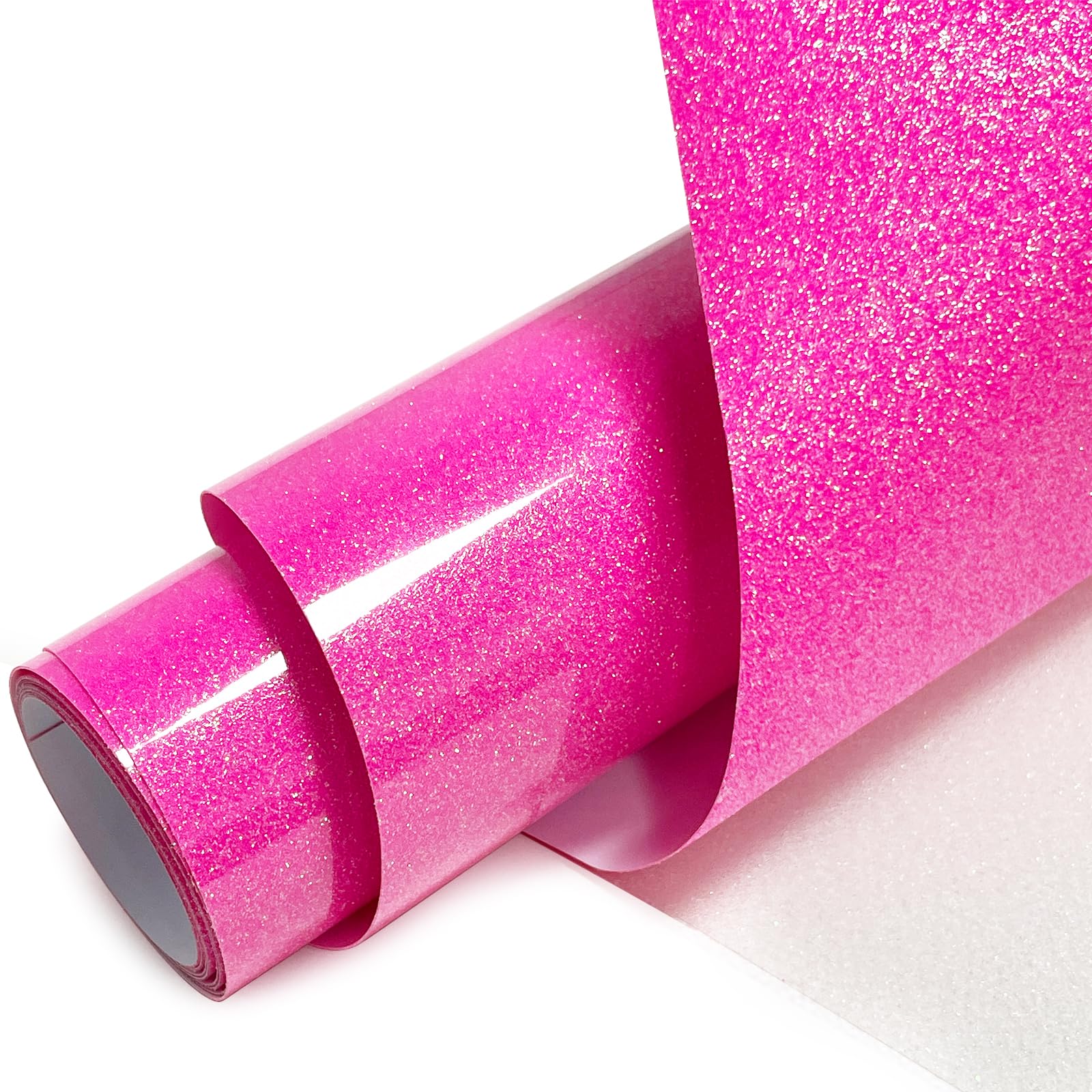 Neon Pink Glitter Heat Transfer Vinyl 12" x 5 ft HTV for Shirts, Glitter HTV for All Cutter Machine - Easy to Cut &amp; Weed for Heat Vinyl Design