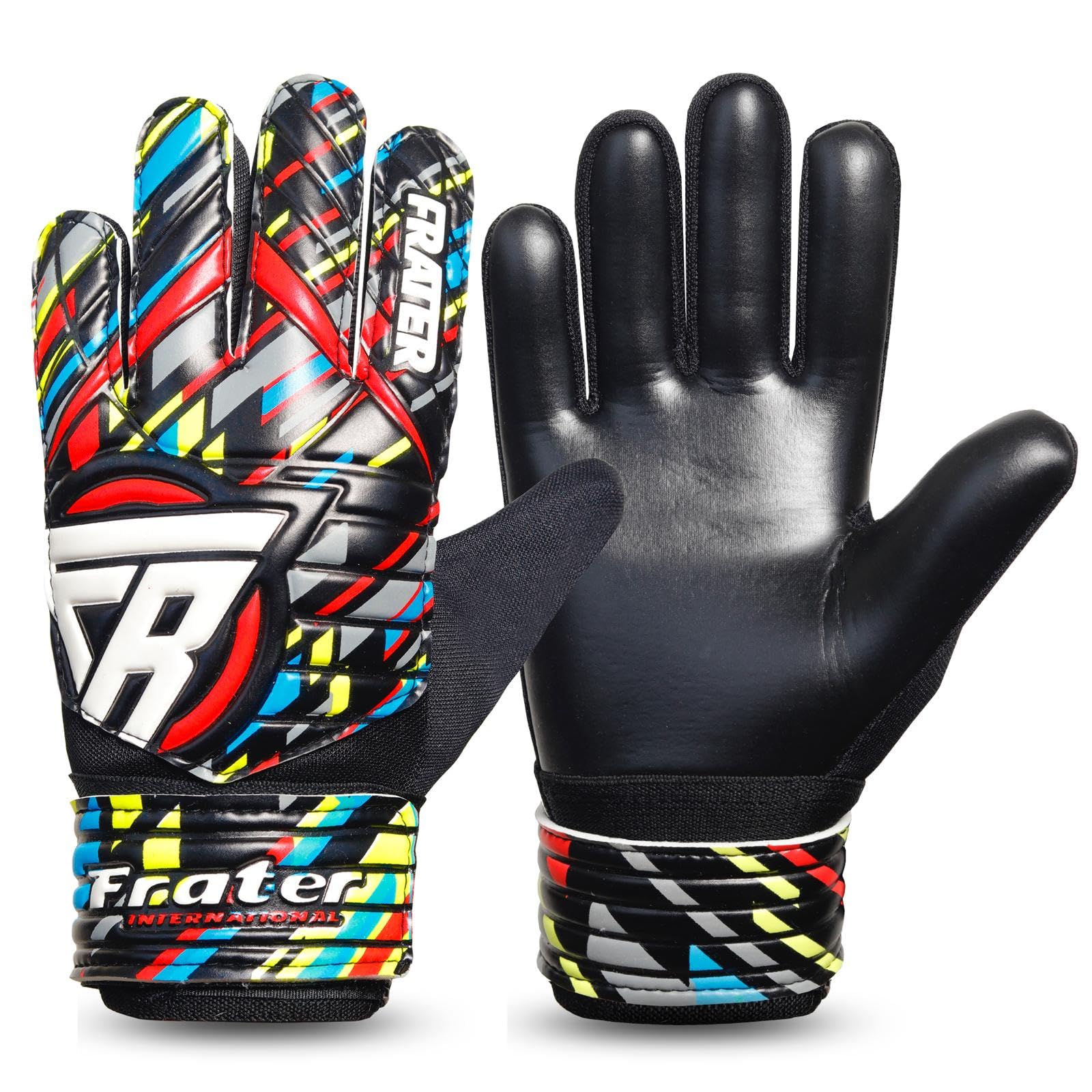 Torwarthandschuhe Herren & Kinder - Fußball Handschuhe 4mm Latex (Schwarz/Rot, Größe 5, geeignet für 9-12 Jahre)