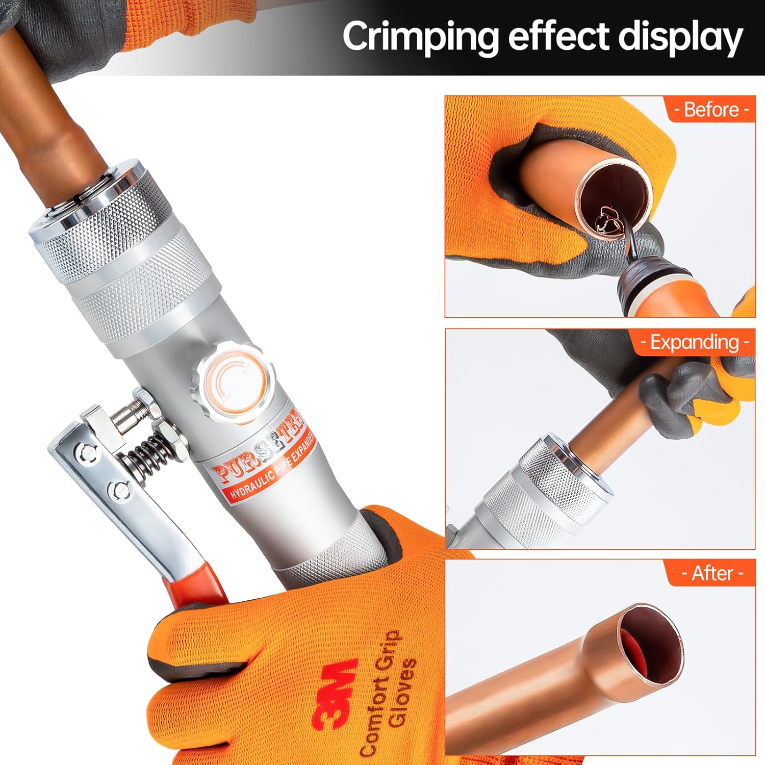 HVAC Hydraulic SWAGING tool kit for copper tubing Expanding with 3/8,1/2,5/8,3/4,7/8,1,1-1/8 Inch