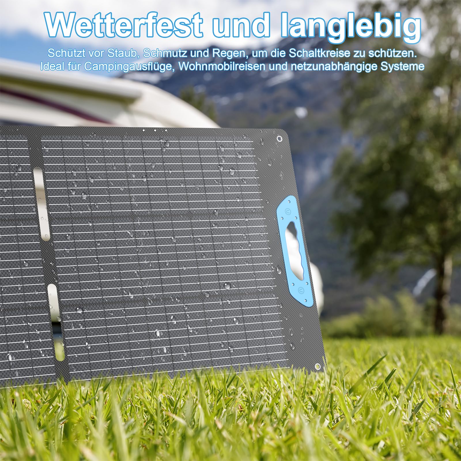 Faltbares Solarpanel 110W USB-C PD 65W USB-A QC 3.0 IP67 ETFE Ladegerät Camping Wohnmobil