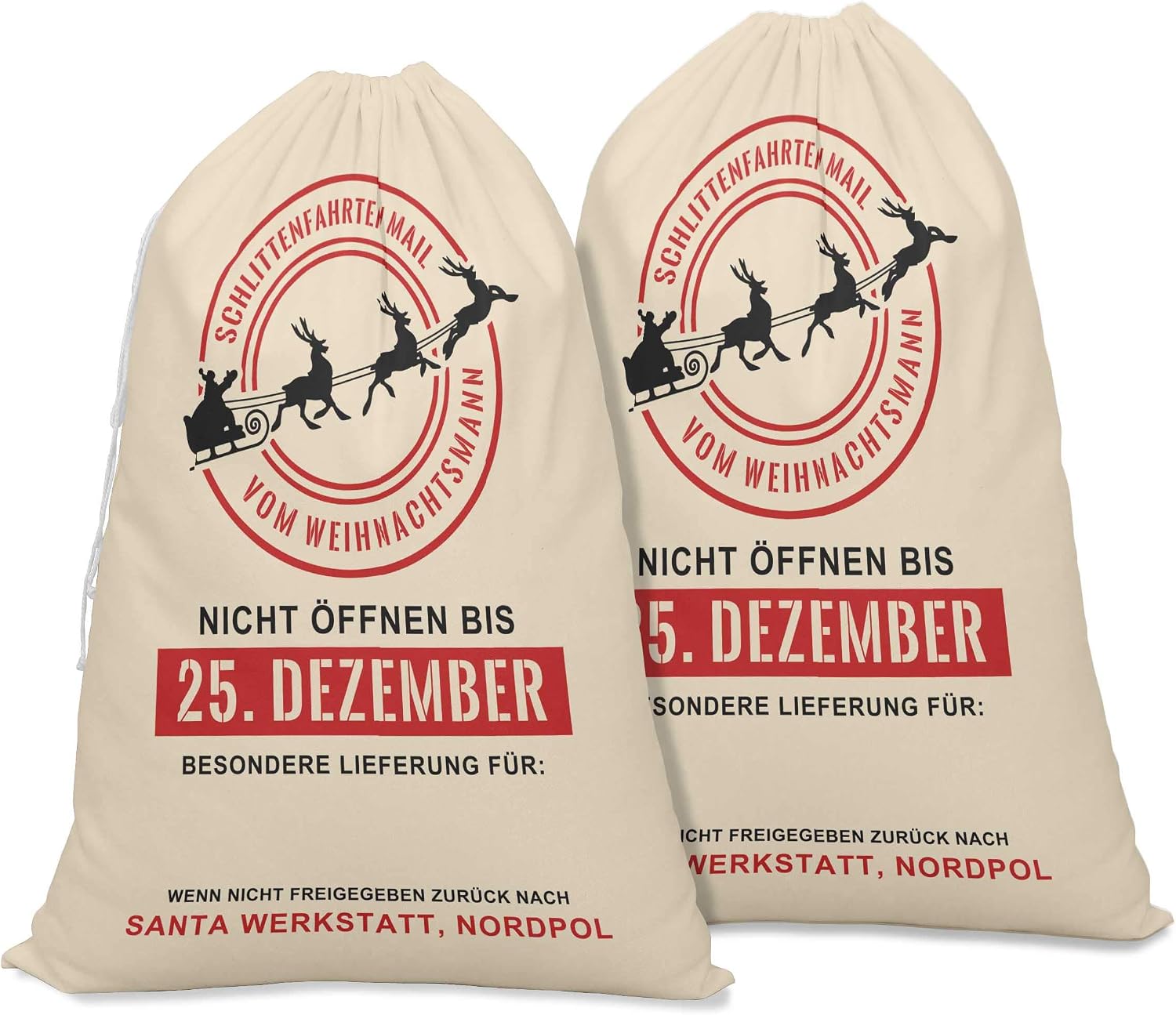 Printtoo Pack of 2 Pcs Xmas Presents Storage Bags Large Santa Gift Sack with Drawstring Christmas Party Favor 27x20 Inch