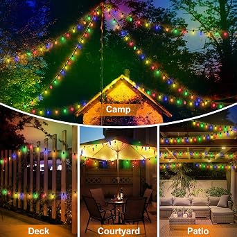 LAMPHOME Outdoor Christmas Lights 25FT C9 Vintage Christmas String Lights with 25LED, Hanging C9 Multicolor String Lights for Valentine's Day Garden Patio Backyard Party Decor, Green Wire