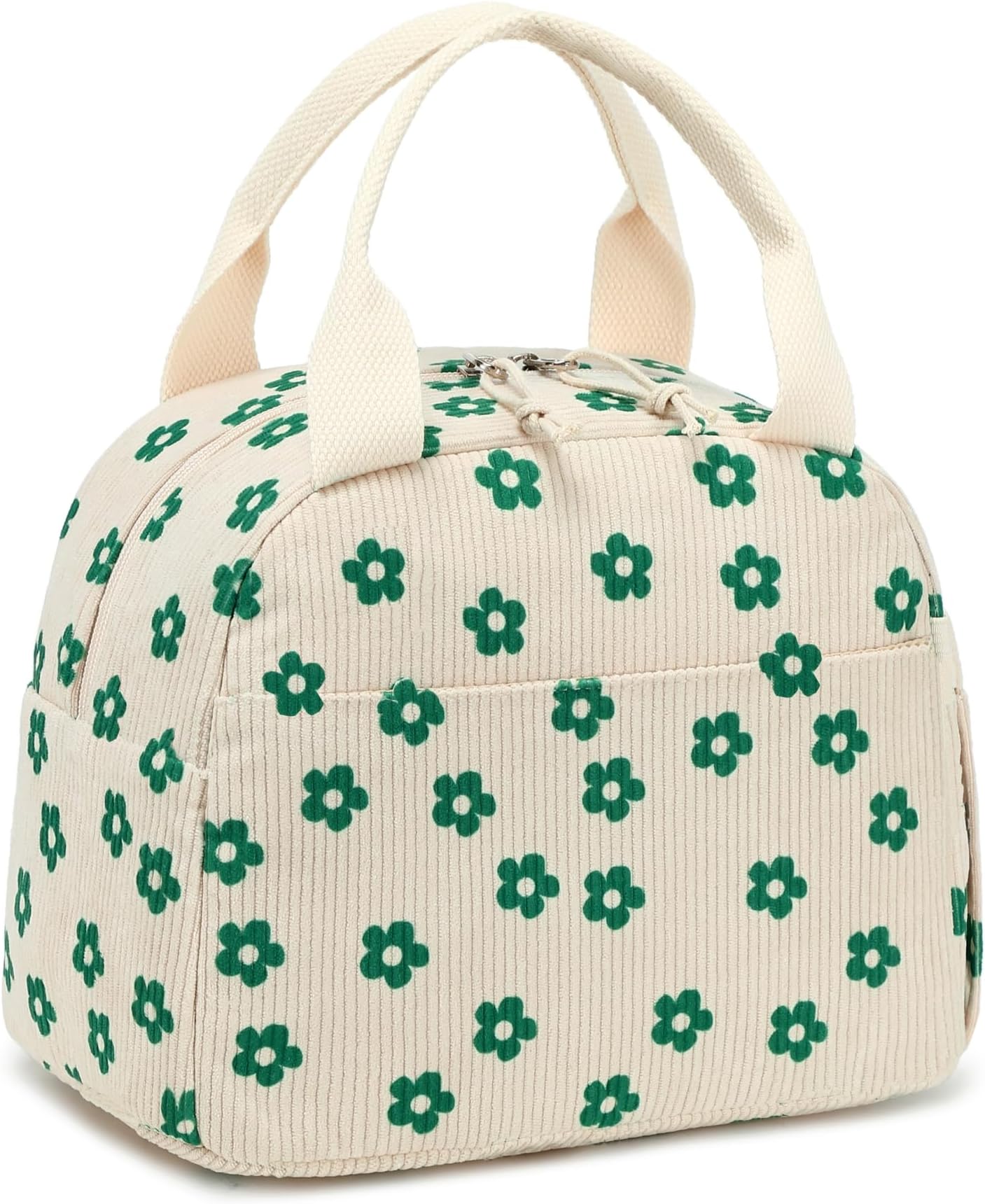 LEDAOU Lunch Box for Women Insulated Lunch Bag Corduroy Lunch Tote Bags Leakproof Cooler Lunch Case for Travel Work Picnic