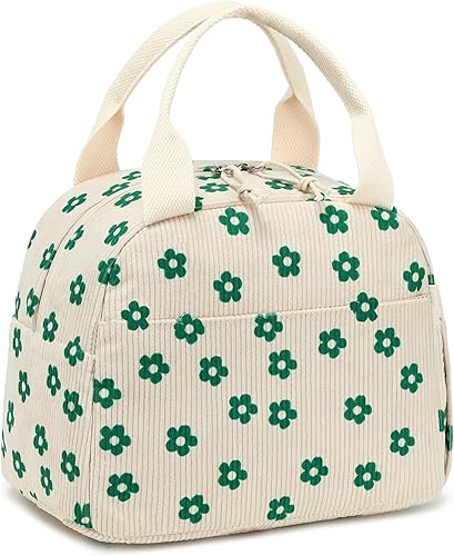 LEDAOU Lonchera térmica para mujer, bolsa de almuerzo de pana, a prueba de fugas, para viajes, trabajo, picnic