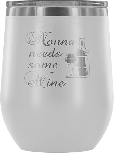 Miniatura 1 de Con aislamiento vaso de vino con tapaNonna necesita algo de vino12oz vasos de vino de acero inoxidable de vidriodoble pared aislado al aspiradora