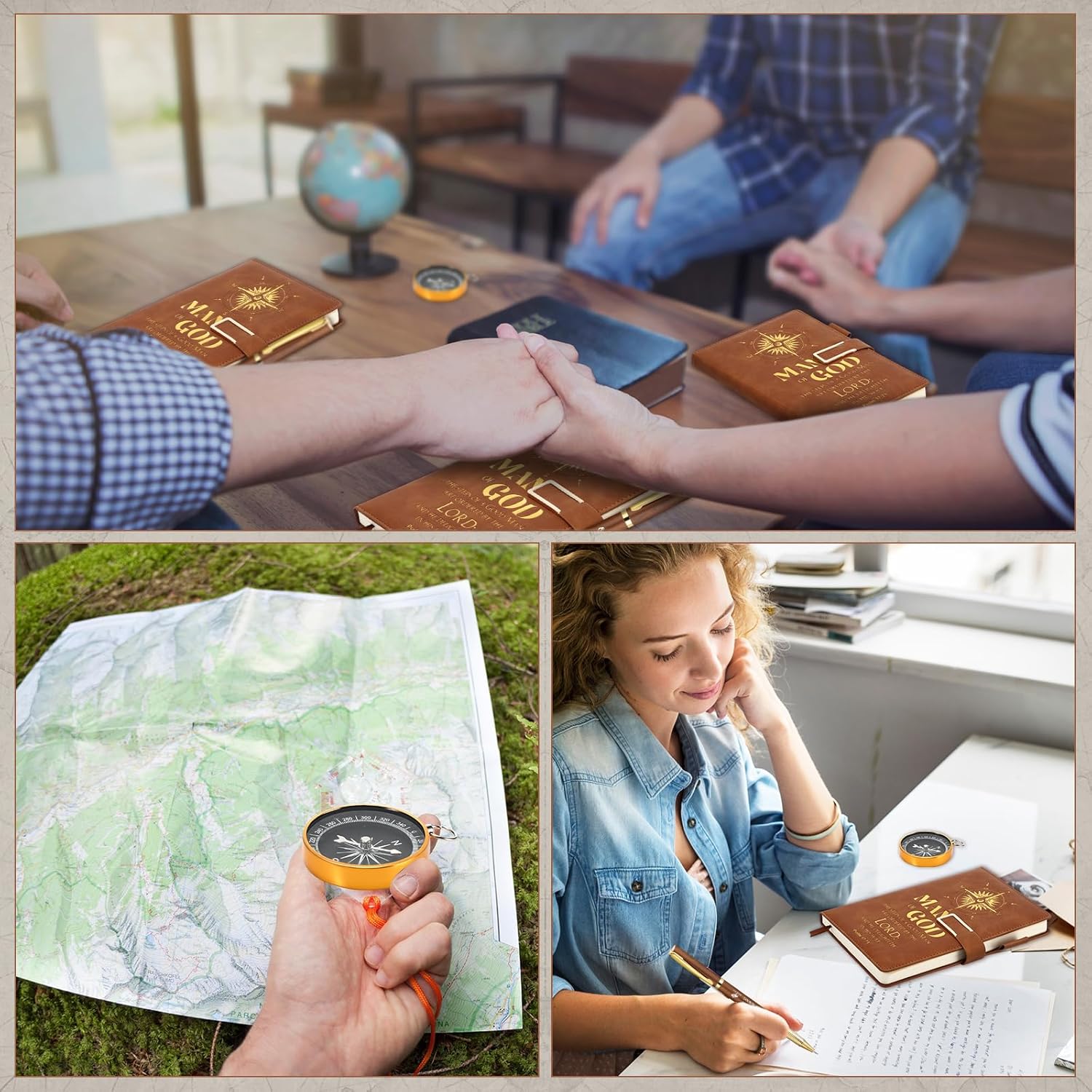 4 Pcs Christian Valentines Gifts for Men Pastor's Appreciation Gifts Includes Man of God Pastor Leather Journal Notebook Christian Pen Religious Compass with Gift Box for Office - Image 6