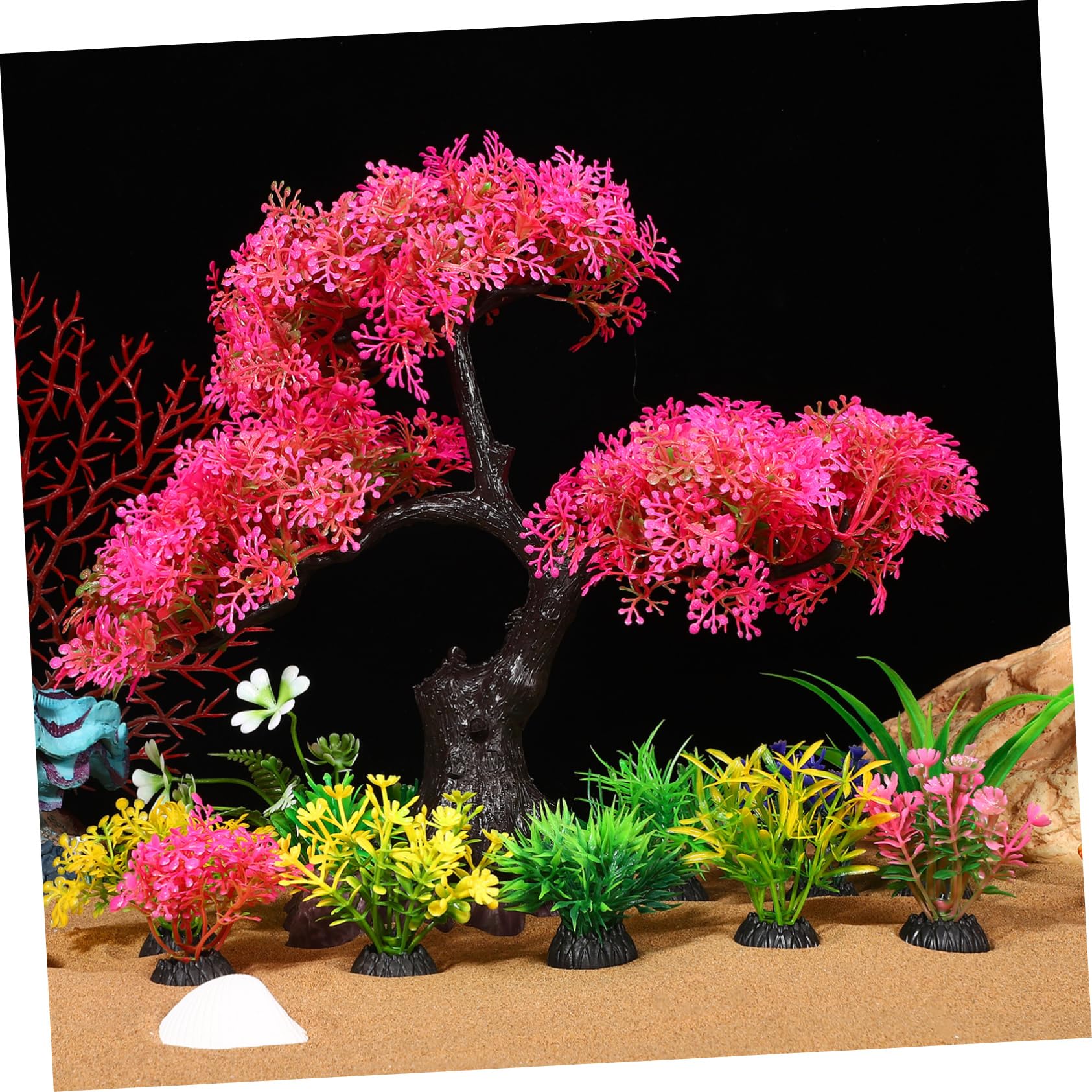 BESTonZON 30 Pezzi Acquatica Di Plastica Albero Di Pino Finte Piante D'Acquario Piante Da Serbatoio Di Pesci D'Acquario Realistico Decorazioni Per Serbatoio Di Pesce
