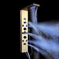 Vista 14 de POPFLY Sistema de Panel de Torre de Ducha con Altura de Brazo de Ducha Ajustable, Sistema de Cabezal de Lluvia, Panel de Ducha de Acero Inoxidable