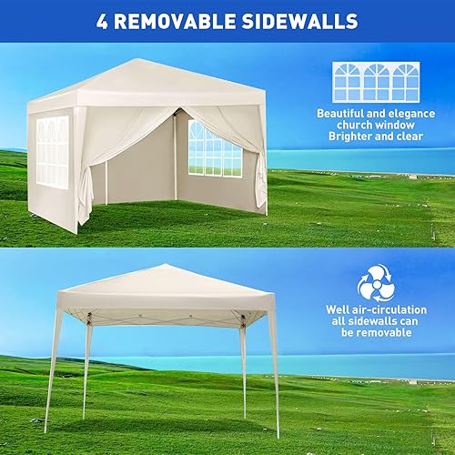 Vista 36 de Tienda de campaña desplegable de 10 x 20 pies con paredes laterales, tienda de campaña resistente al aire libre con 4 bolsas de arena y bolsa
