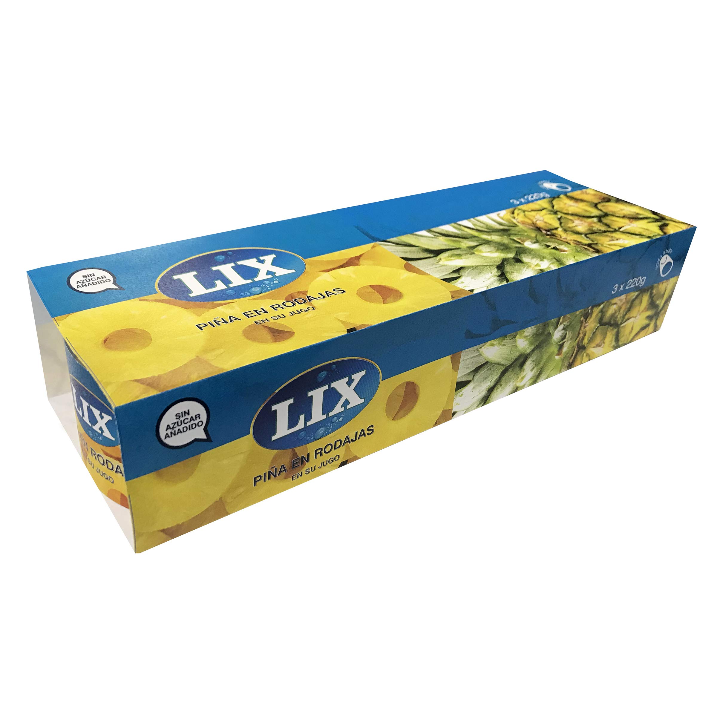 LIX piña en rodajas en su jugo pack 3 latas 220 gr