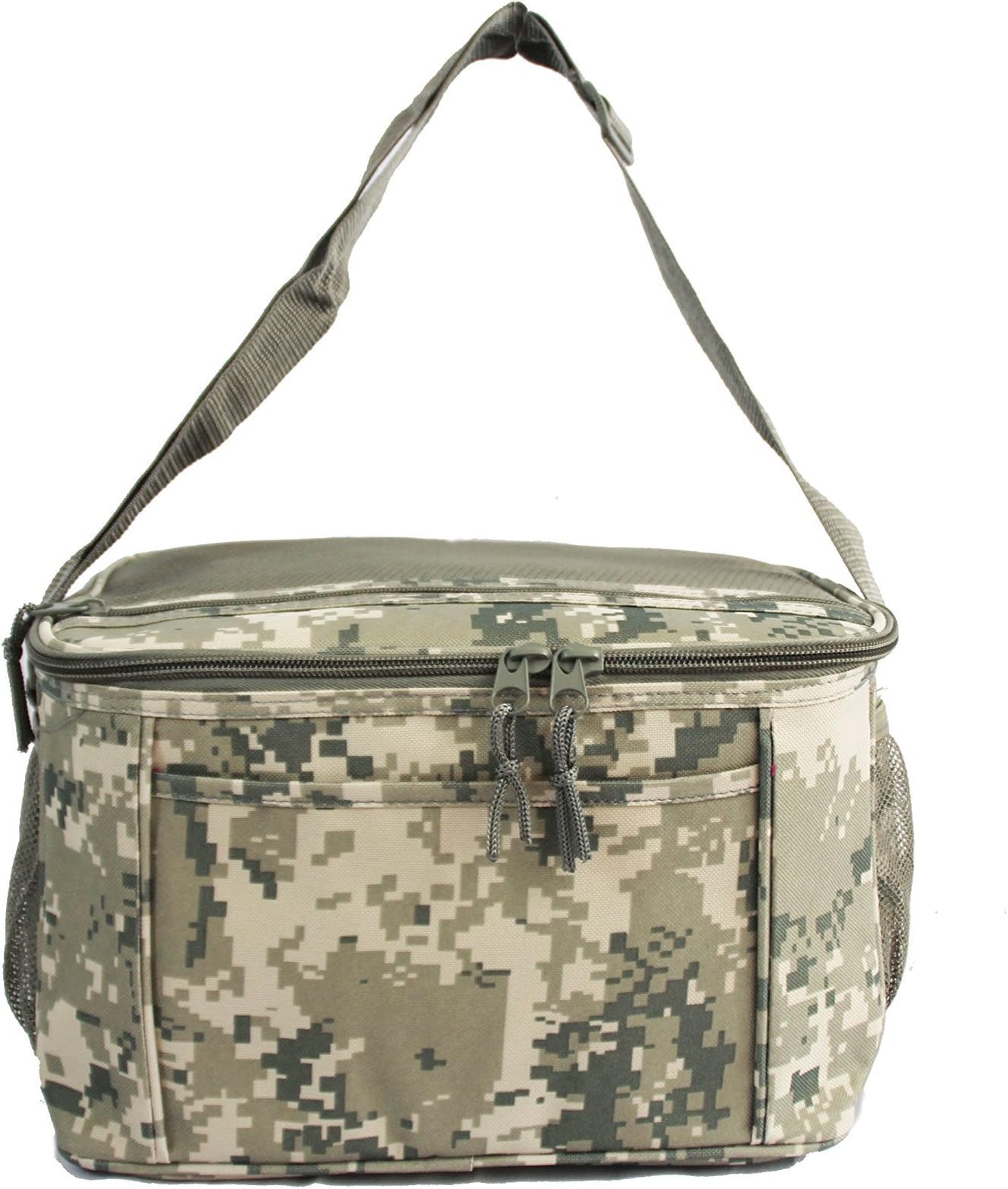 Army Tan Digital Camouflage Mesh Pocket 12-Pack Insulated Cooler Tote Bag Camo (DM4023)