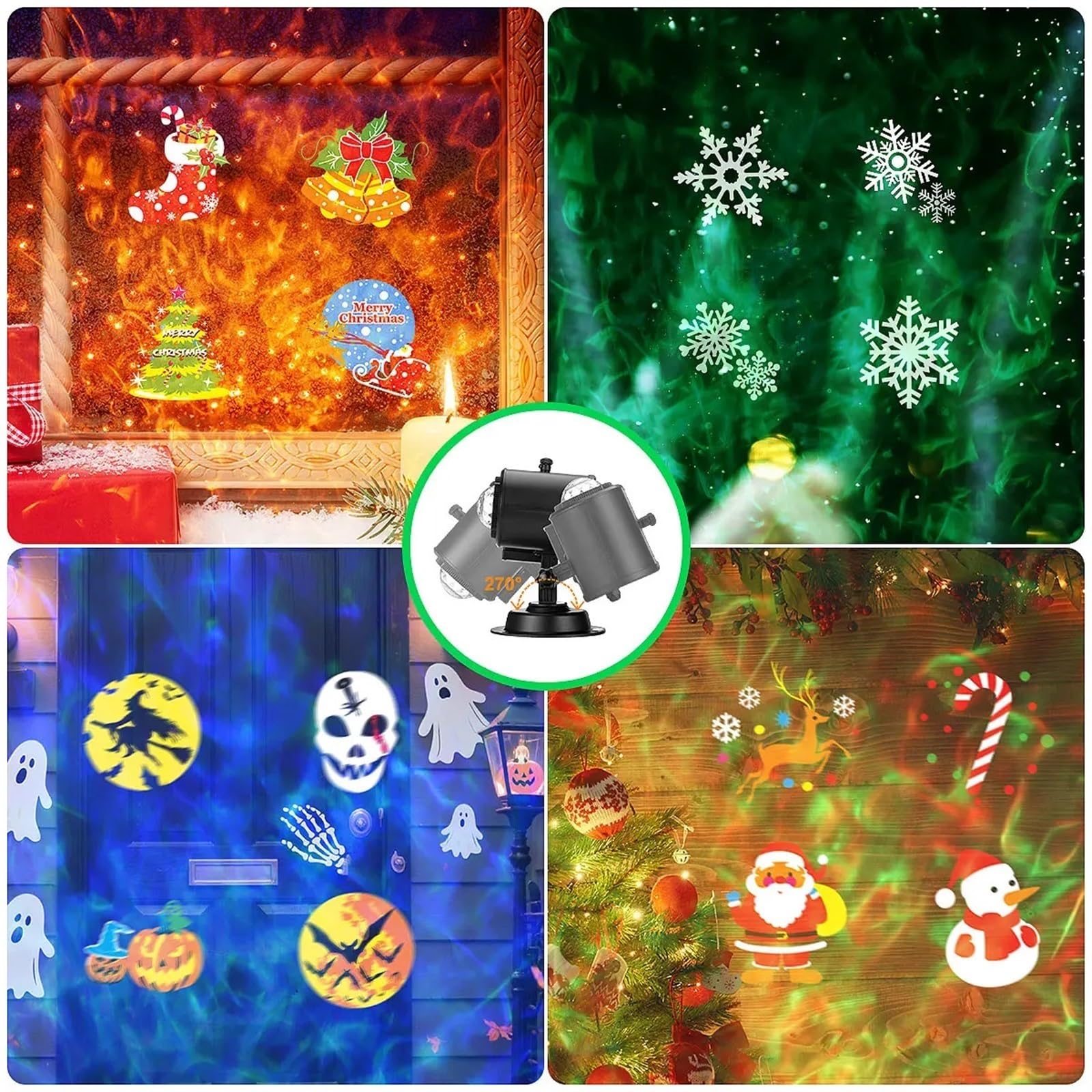 Projection Light - Weihnachtsprojektorlicht, 12 Musterkarten, for Halloween und Weihnachten