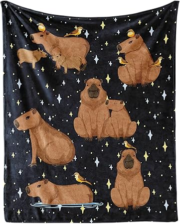 Throw Blanket for Girls Boys - 40x50 Inches Crib Size - Soft Fluffy Cozy Blankets Gift - Black Cute Blanket Throws for Travel, Office